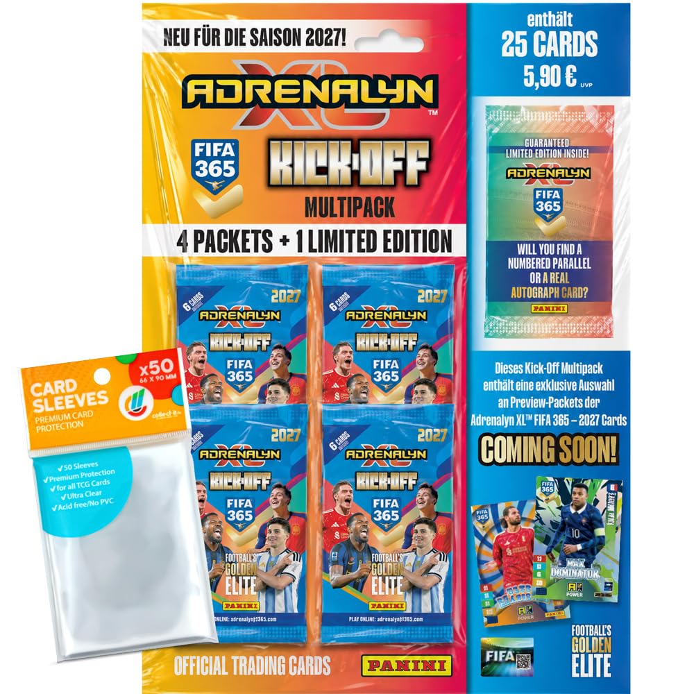 FIFA 365 Adrenalyn XL 2027 Trading Cards - 1 Kick-Off Multipack + Exclusive Collect-it Hüllen