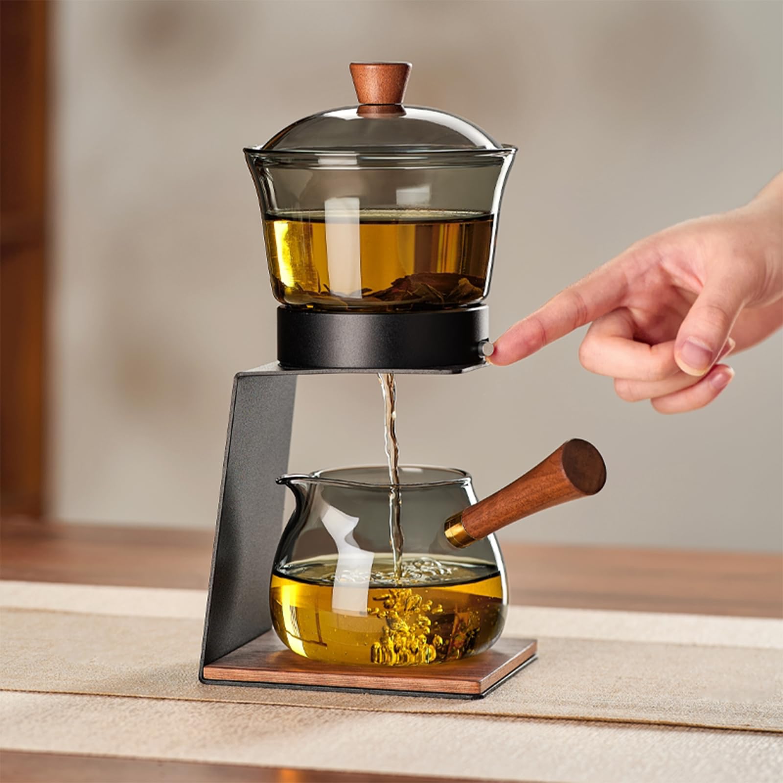 Infusore Automatico Magnetico per Il tè, Teiera in Stile Cinese con Infusore Automatico, Separazione tra tè E Acqua, Supporto in Lega, Rimovibile E Lavabile, per La Casa/casa da B