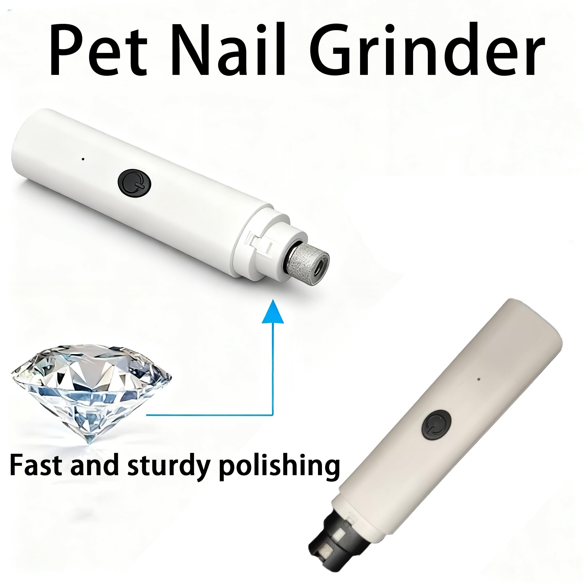 Pet Nail Grinder for Dogs & Cats, 2-Speed Electric Pet Nail File with Safety Guard, Low Noise & USB Rechargeable, Gentle Paws Grooming Tool for Small Medium Large Pets (White) - image 2