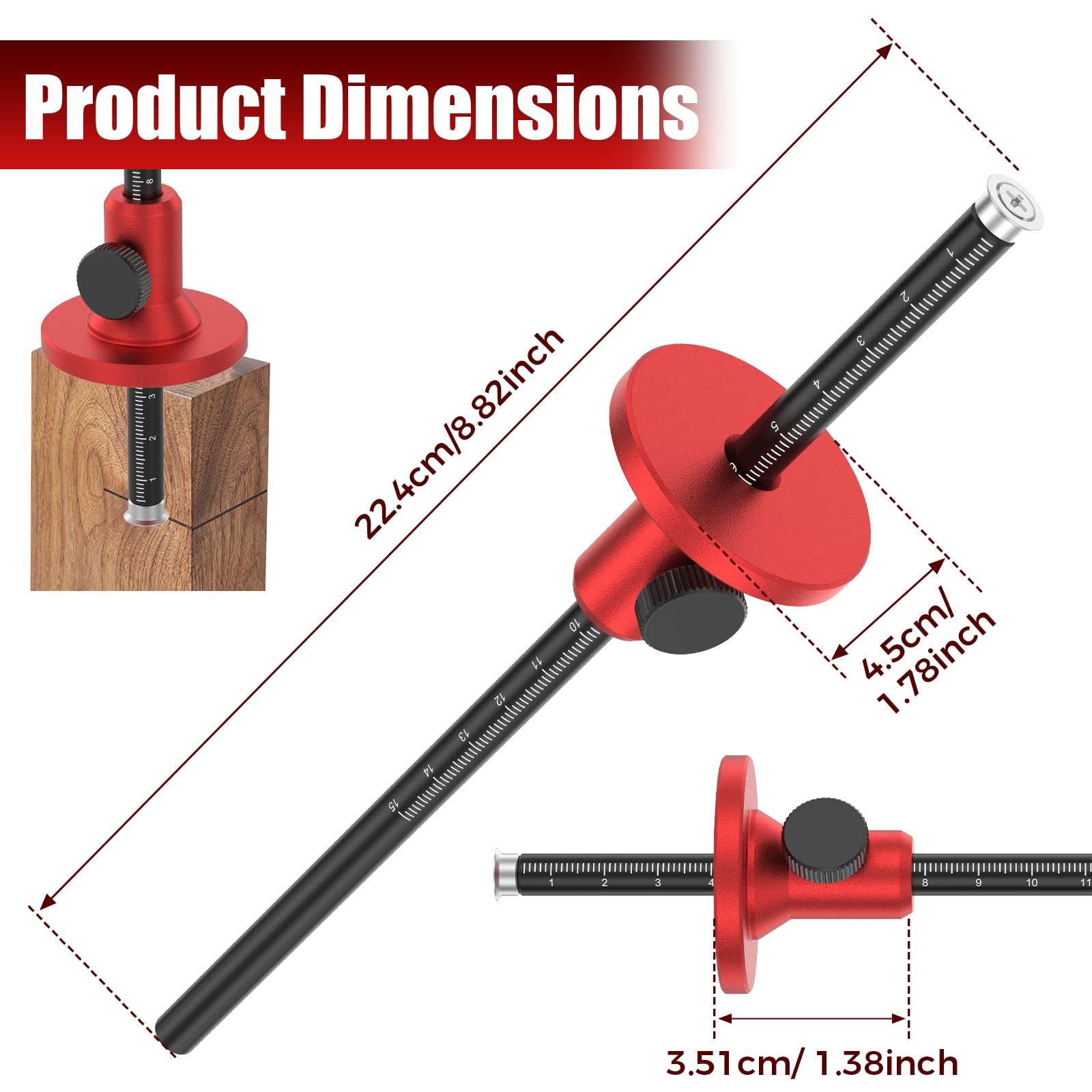 Wheel Marking Gauge, Micro-Adjustable Woodworking Marking Tool with Dual Metric & Imperial Scales, Solid Aluminum Alloy Scribe Gauge for Precision Joinery Layout & Carpentry — Amazon image 4
