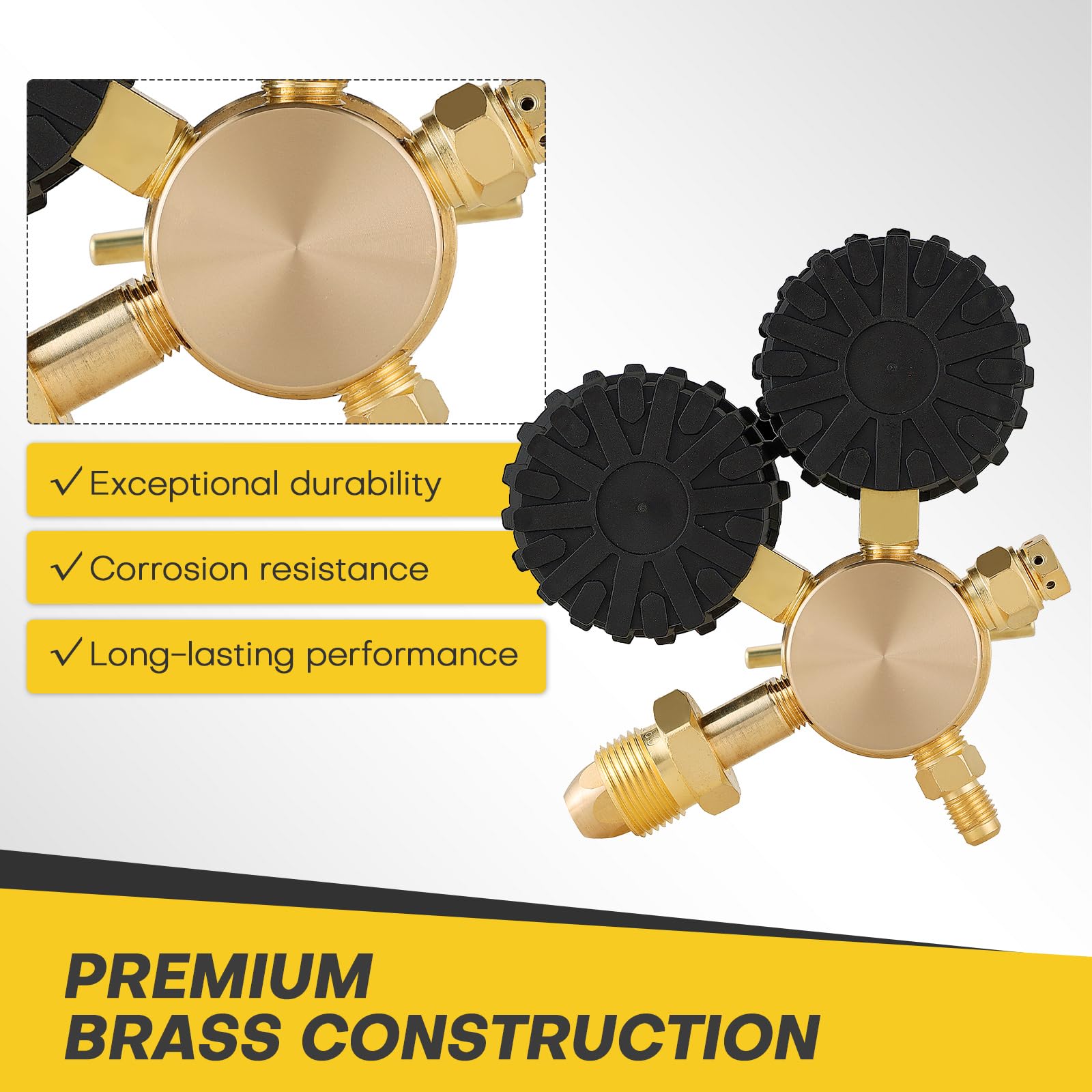 Kit regulador de gas nitrógeno con doble calibre, rango de presión de entrega de 0-800 PSI, conexión de salida macho de 1/4 pulgadas y entrada CGA580, con manguera de 6.5 pies, ideal para HVAC
