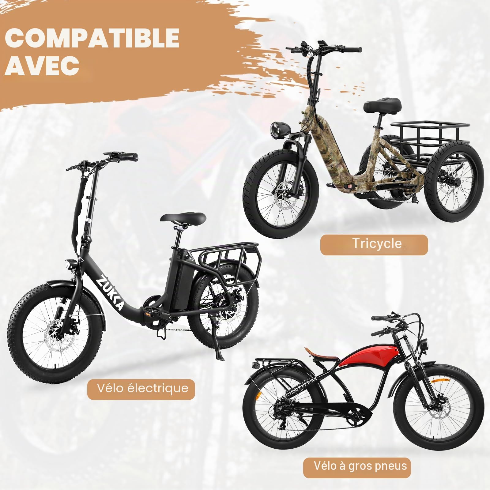 Pneu de Vélo 20x4.0 (98-406) - Pneu Large pour VTC, Vélo Électrique, Fat Bike - Pression 20 PSI - Anticrevaison