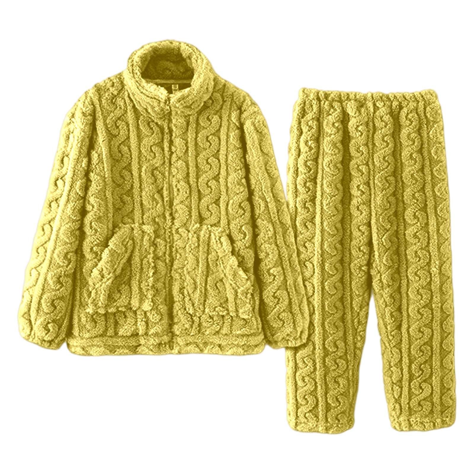 Flanell-Pyjama, langärmelige Jacke Hose mit Reißverschluss, gemütliche Loungewear, weiche Schlafbekleidung für kalte Tage, Komfort für