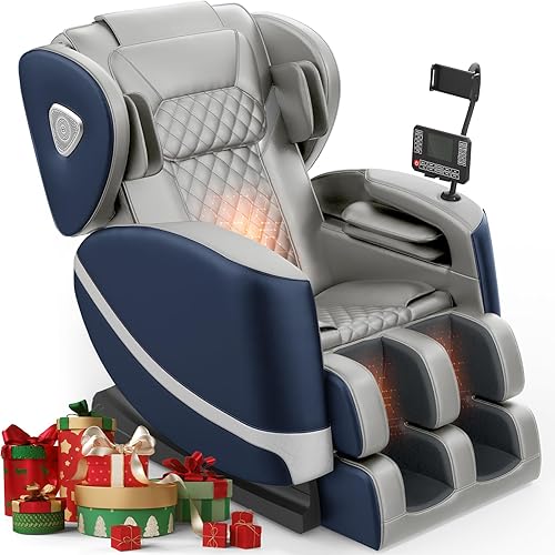 2025 Massage Chair Full Body, Zero Gravity Massage Chair with 10 Fix Rollers, Heating, Foot Massage, Auto Modes, Bluetooth Speaker (2026 Blue)