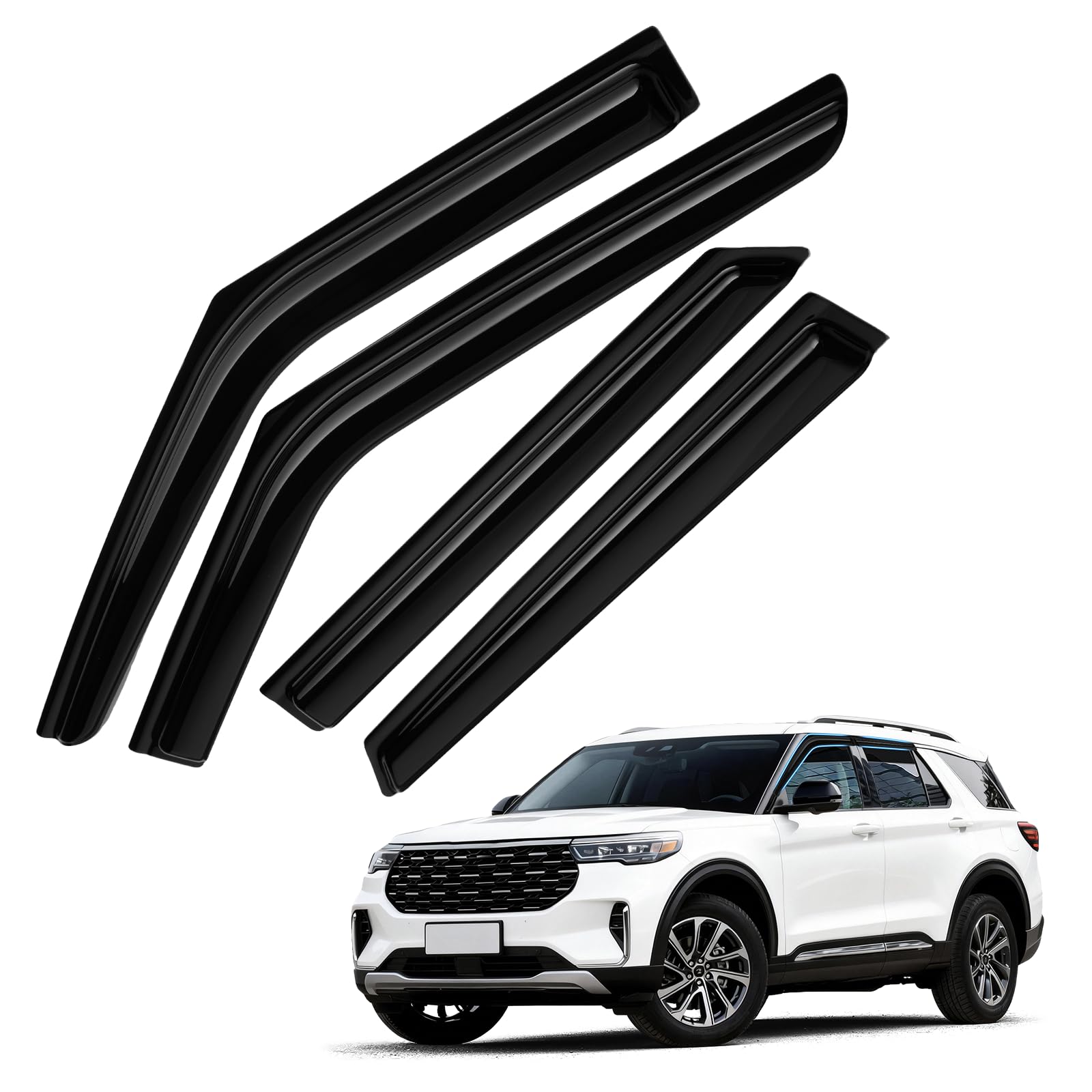Photo 1 of *USED* Explorer Rain Guard - Window Visors for Ford Explorer 2020-2025 2026, Out-Channel Side Window Rain Guards for Explorer Accessories, 4PCS, Black, Car Accessories