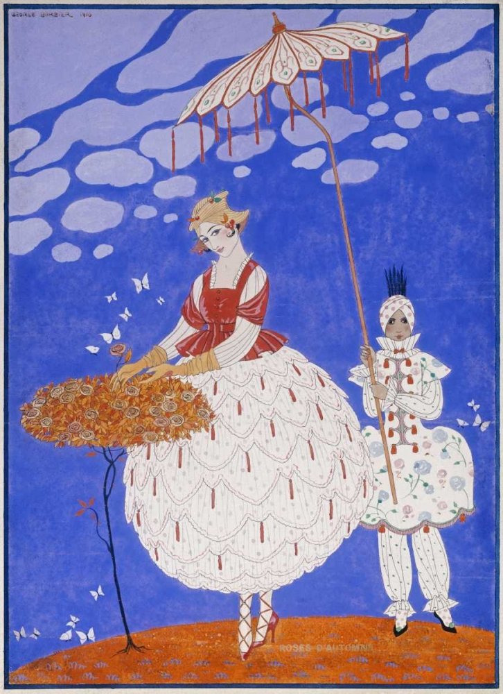Feeling at home Rose Dautomne STAMPA su CARTA OPACA 220gr Georges Barbier - Figurativo verticale Immagine d'arte x cornice cm_56_X_40