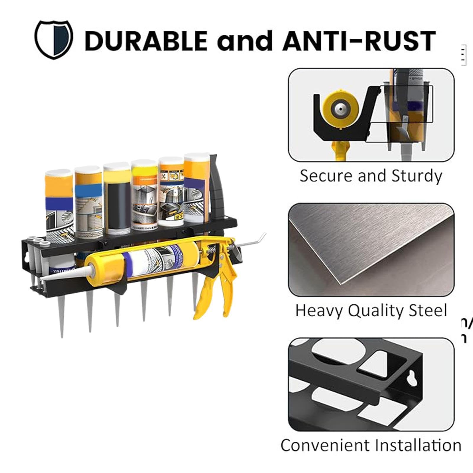 Support Pour Cartouche De Mastic Rack De Rangement Pour Outils Tubulaires | Support Mural De Rangement À Buses Adhésives Pour Industrie Atelier Garage Abri De Jardin Cabanon Réserve Maison Entrepô