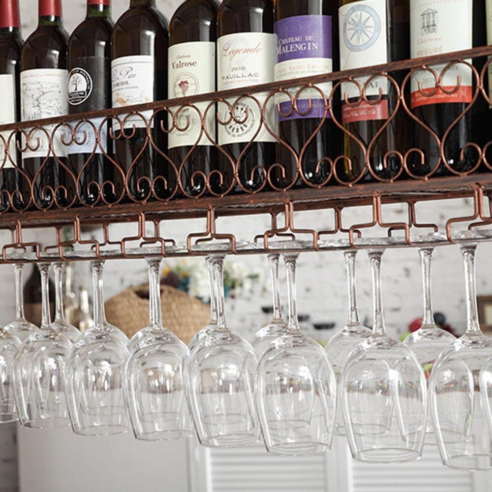 MU Porte-Bouteilles de Restaurant, Porte-Bouteilles de vin décoratif, Porte-Bouteilles Suspendus de Porte-Verre à Hauteur du Porte-gobelet pour compléter Tout Espace