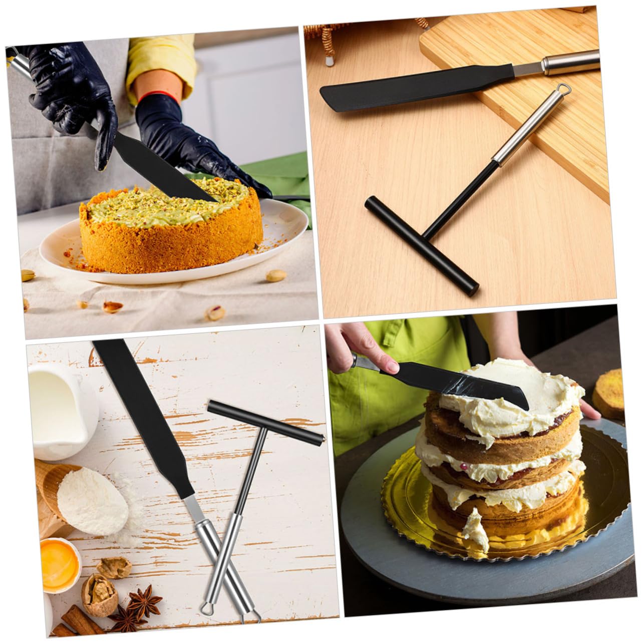 Espátula para Crepes de Acero Inoxidable, 2 Juegos | Grip Cómodo, Resistente a Roturas, para Pancake y Crepe, Utensilios de Cocina en Acero Inoxidable