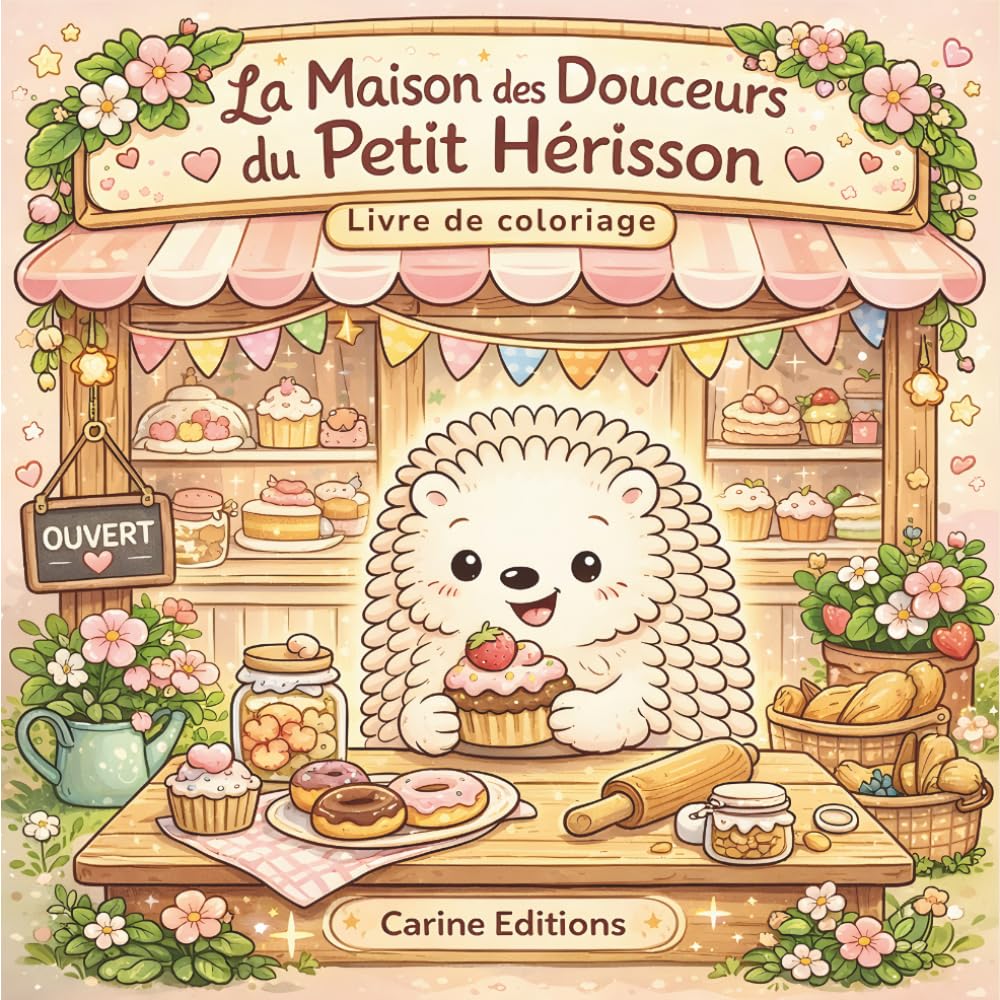 La Maison des Douceurs du Petit Hérisson: Livre de Coloriage | 40 Illustrations - 80 Pages | Format : (21,59 × 21,59) cm
