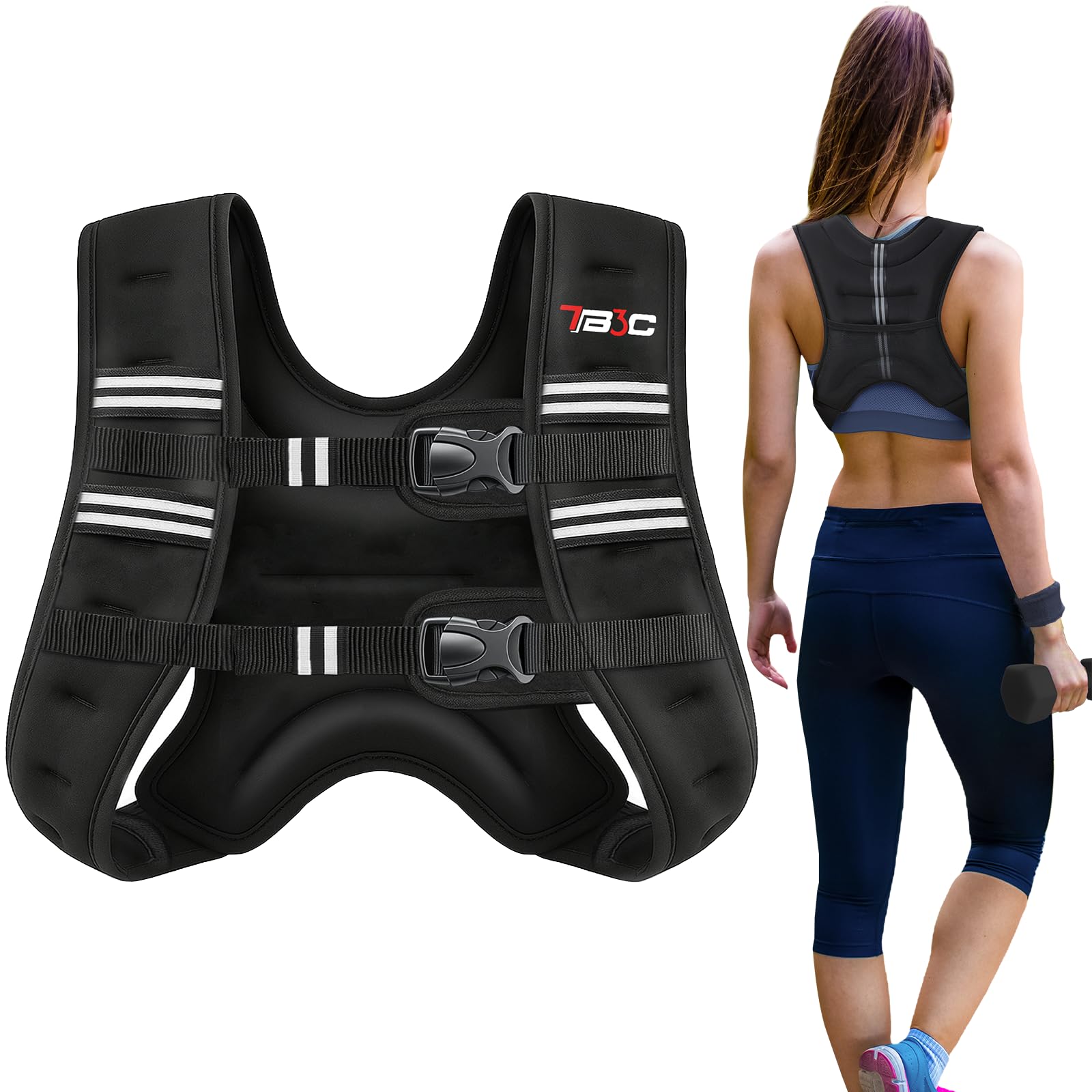 Weighted Vest Woman - 6lb/8lb/12lb/16lb/20lb/25lb/30lb Womens Weight Vest for Walking, Strength Training Weight Vests for Men, Reflective Stripe