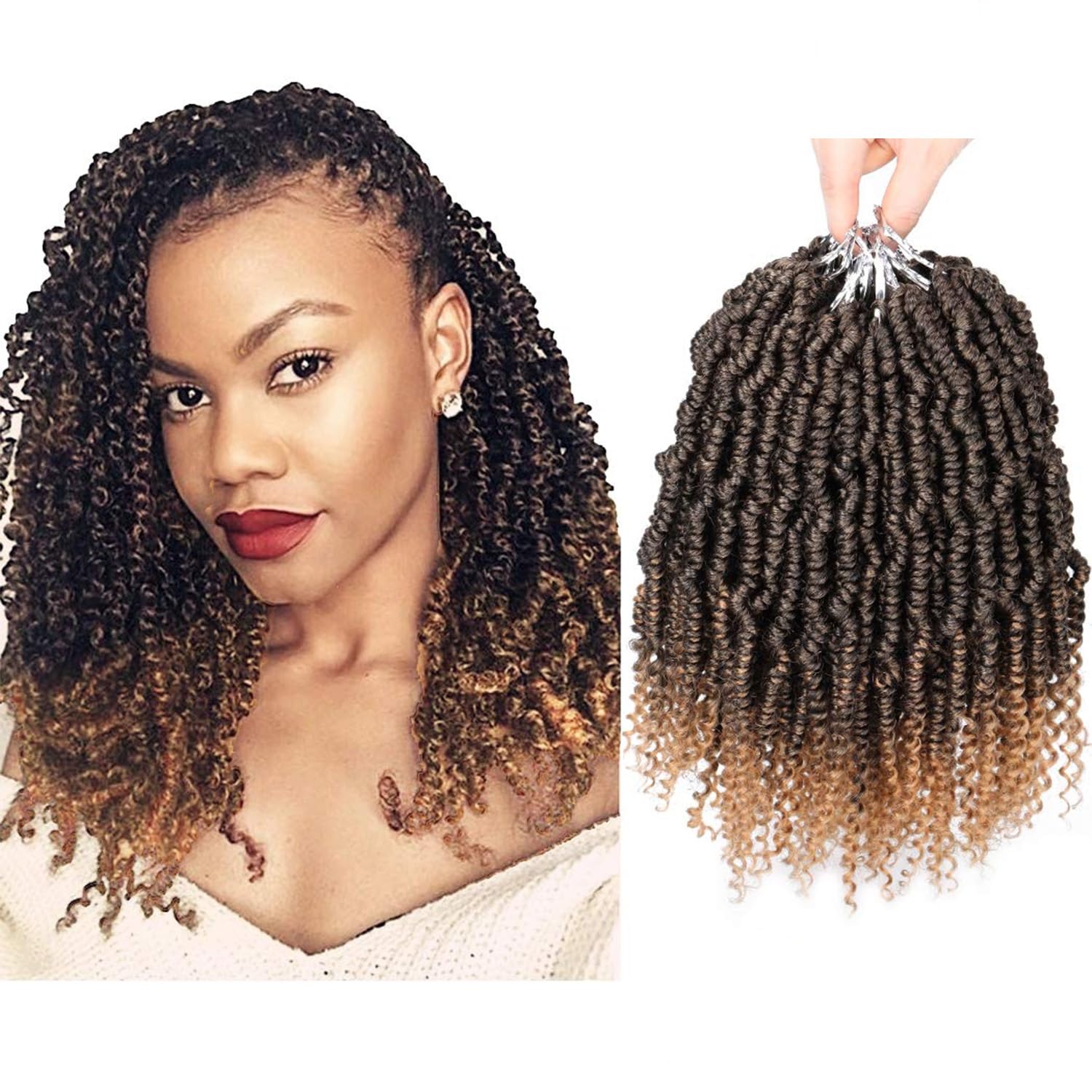 Bomb Twist Crochet Hair 10 Inch 6 Packs Mini Passion Twist Crochet Hair for Black Women Pre-looped Spring Twist Crochet Braids Nubian Twist Synthetic