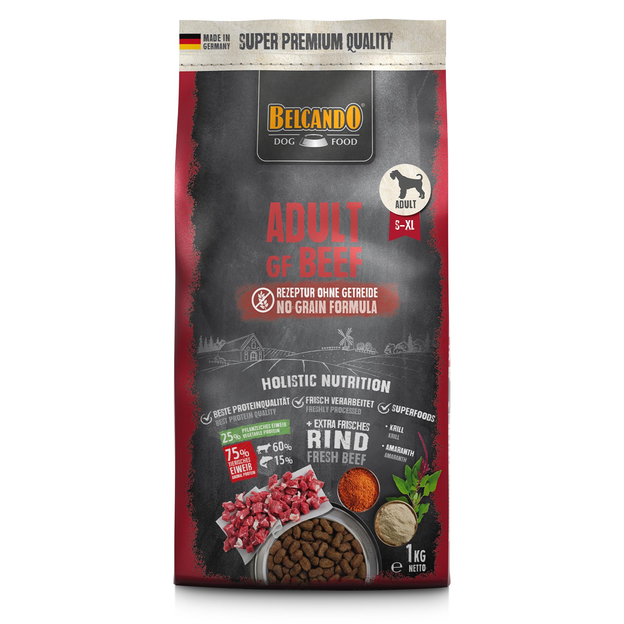 Belcando Adult GF Beef [1 kg] getreidefreies Hundefutter | Trockenfutter ohne Getreide | Alleinfuttermittel für ausgewachsene Hunde ab 1 Jahr