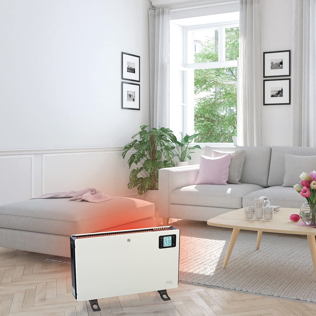 Sichler Haushaltsgeräte Elektrischer Heizkörper: WLAN-Konvektor-Heizung, 2.000 W, App, Sprachsteuerung, Fernbedienung (Elektro-Heizung, Konvektor mit Thermostat, Heiz)