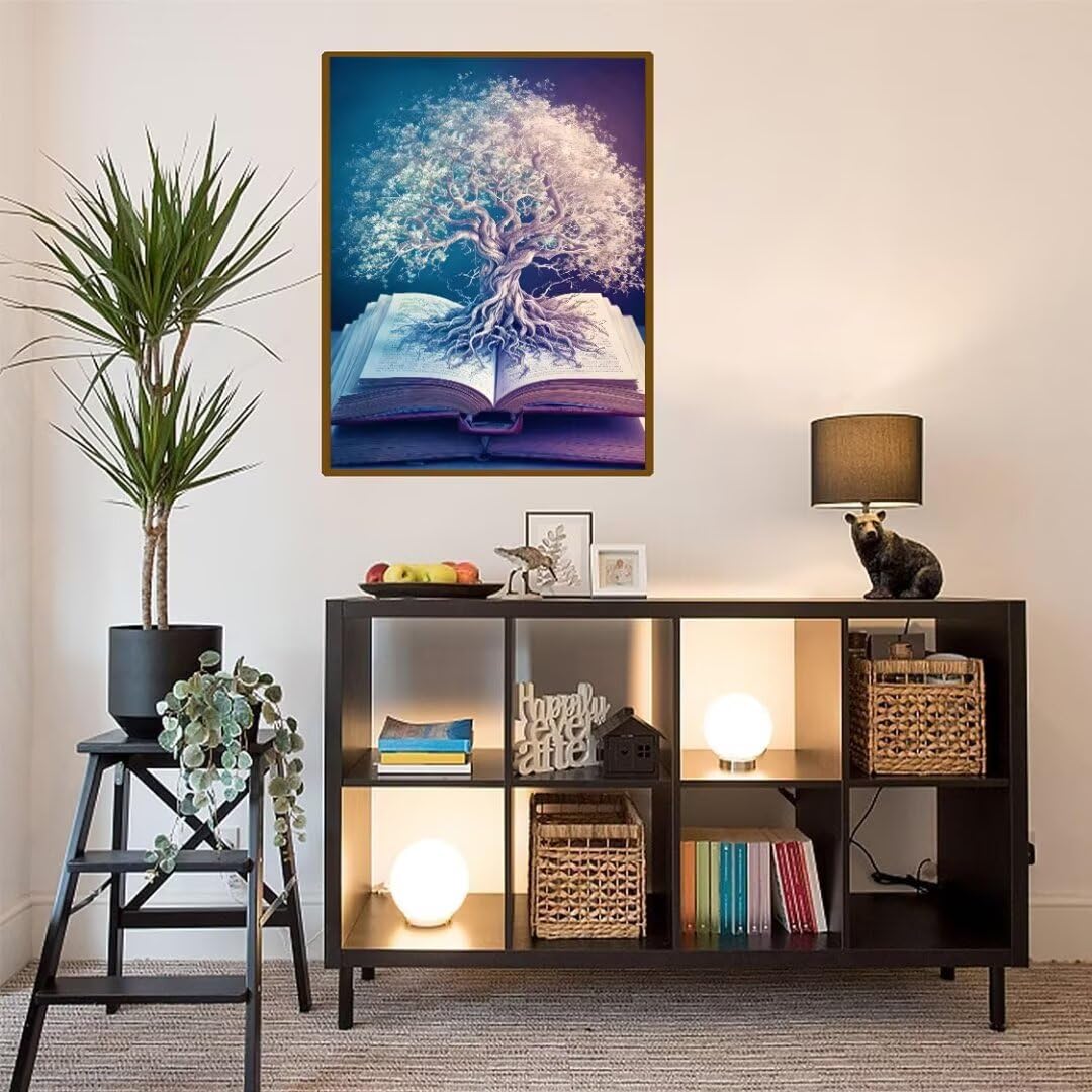 Diamond Painting Árbol de libros Pintura Diamante Adultos, Diamond Painting Niños, Cuadros de Diamantes Kit Manualidades Adultos, para Navidad Decoración de La Pared Del Hogar Regalos 70x100cm t-3947