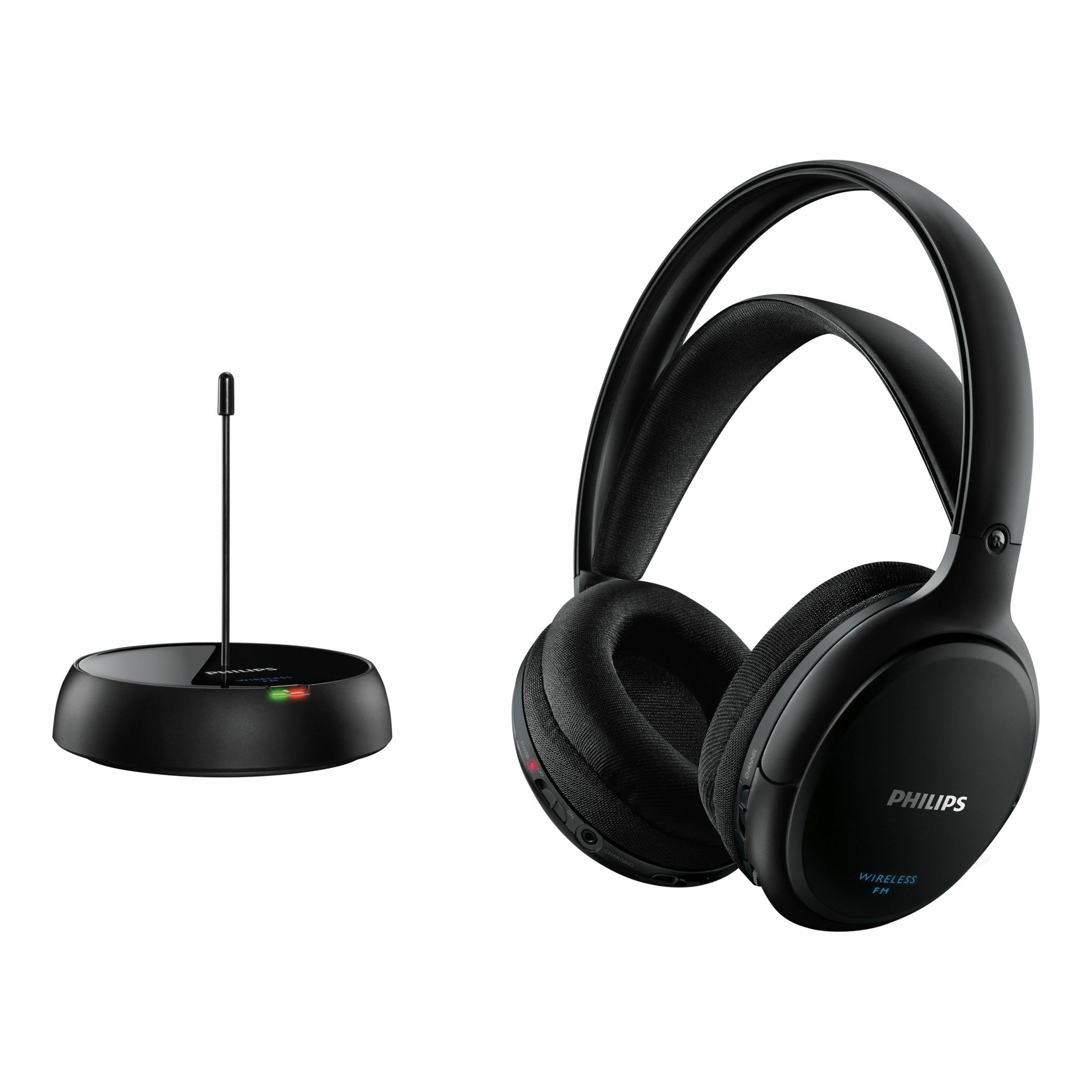 PHILIPS AUDIO SHC5200/10 Cuffie HiFi Wireless Sovrauricolari (32-mm-Driver, Trasmissione FM Wireless, Fascetta con Regolazione Automatica, Design Leggero, Ricaricabile) Nero