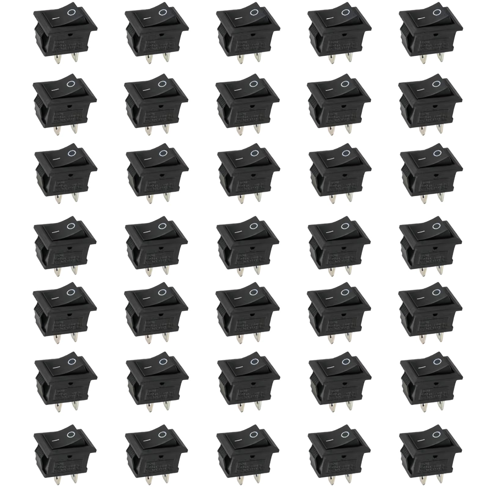 35 Pcs ON/OFF Boat Rocker Switch 2 Pin 2 Position Snap, Mini Boat Rocker Switch, 2 Pin Toggle SPST Switch Snap AC 6A/250V 10A/125V for Car Auto Boat Household Appliances