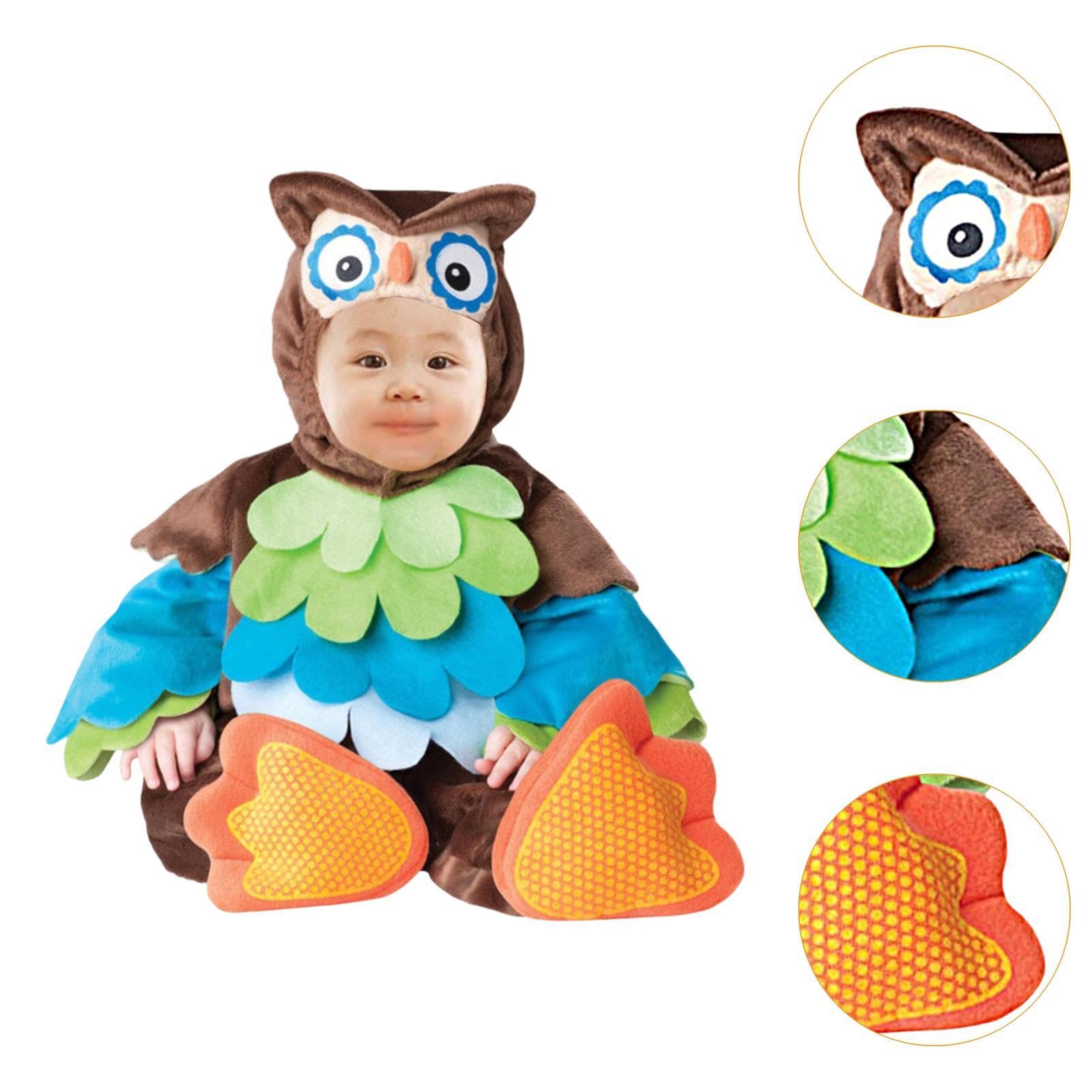 rockible Costume da Cucciolo di Animale, Tutina con Cappuccio, Accessorio per Travestimenti, Divertente e Originale, per Halloween, spettacoli teatrali e, Gufo, S