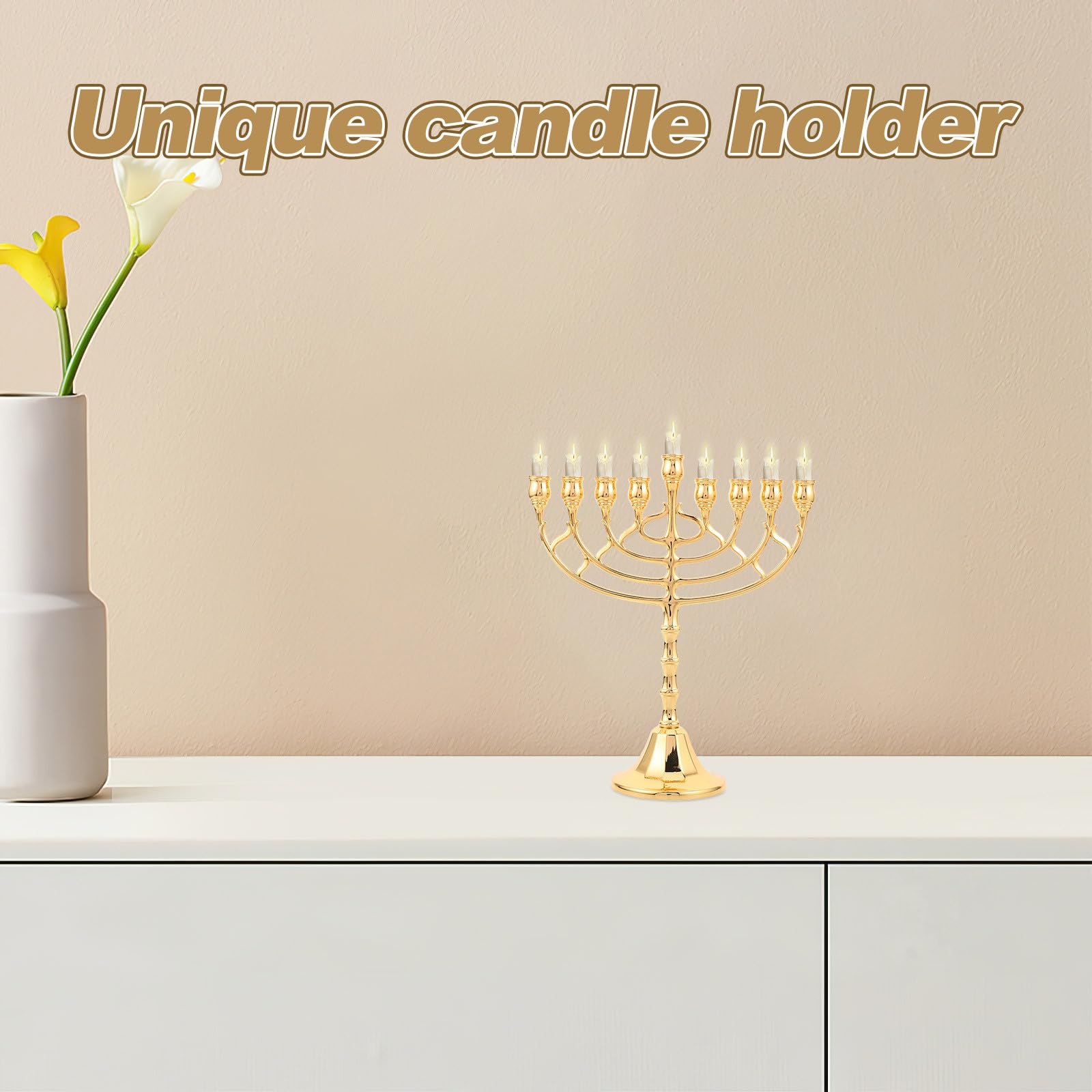 FOMIYES Candeliere Tradizionale Ebraico per Hanukkah Fessure Decorazione Religiosa Israeliana per Casa Design Elegante e Materiale Resistente