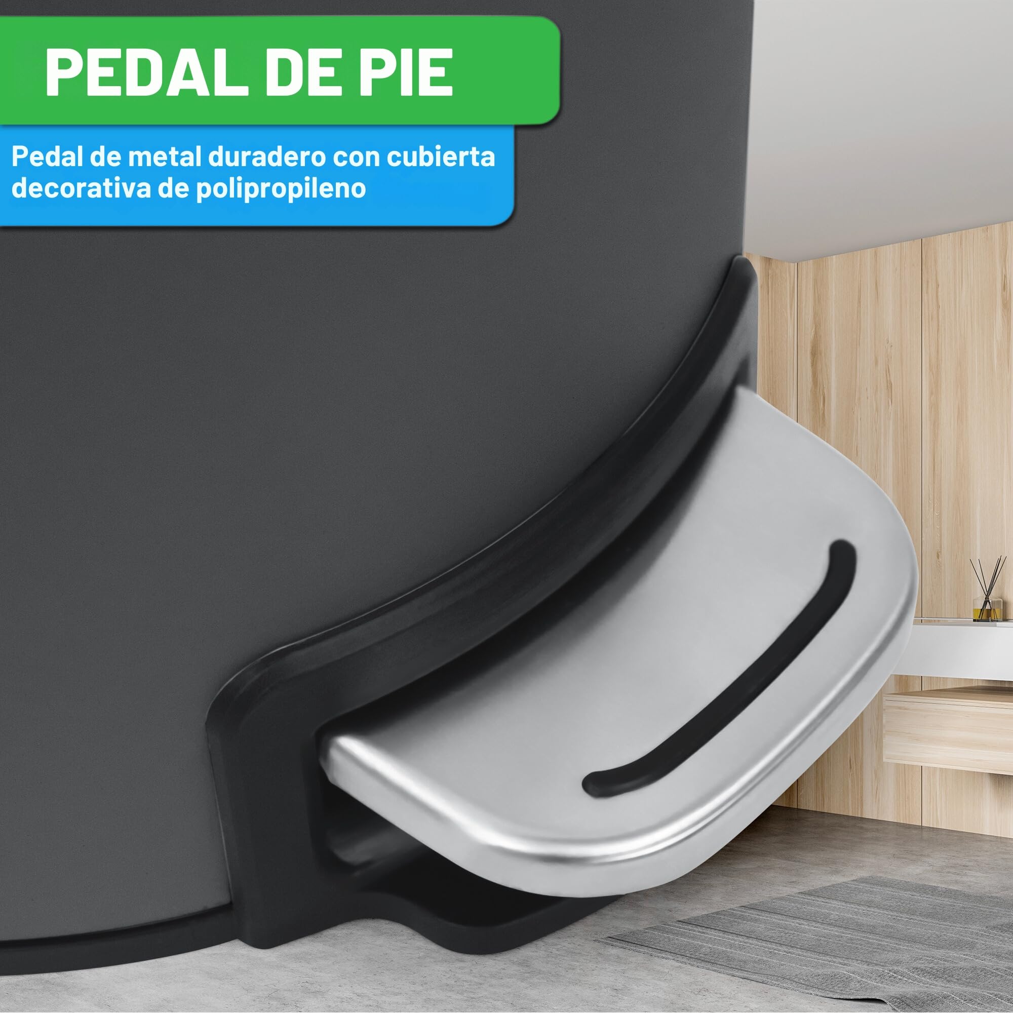 YourCasa® Cubo de Basura para Baño [5L] - Diseño Elegante Con Tapa y Cierre Suave - Interior Extraíble (Antracita)