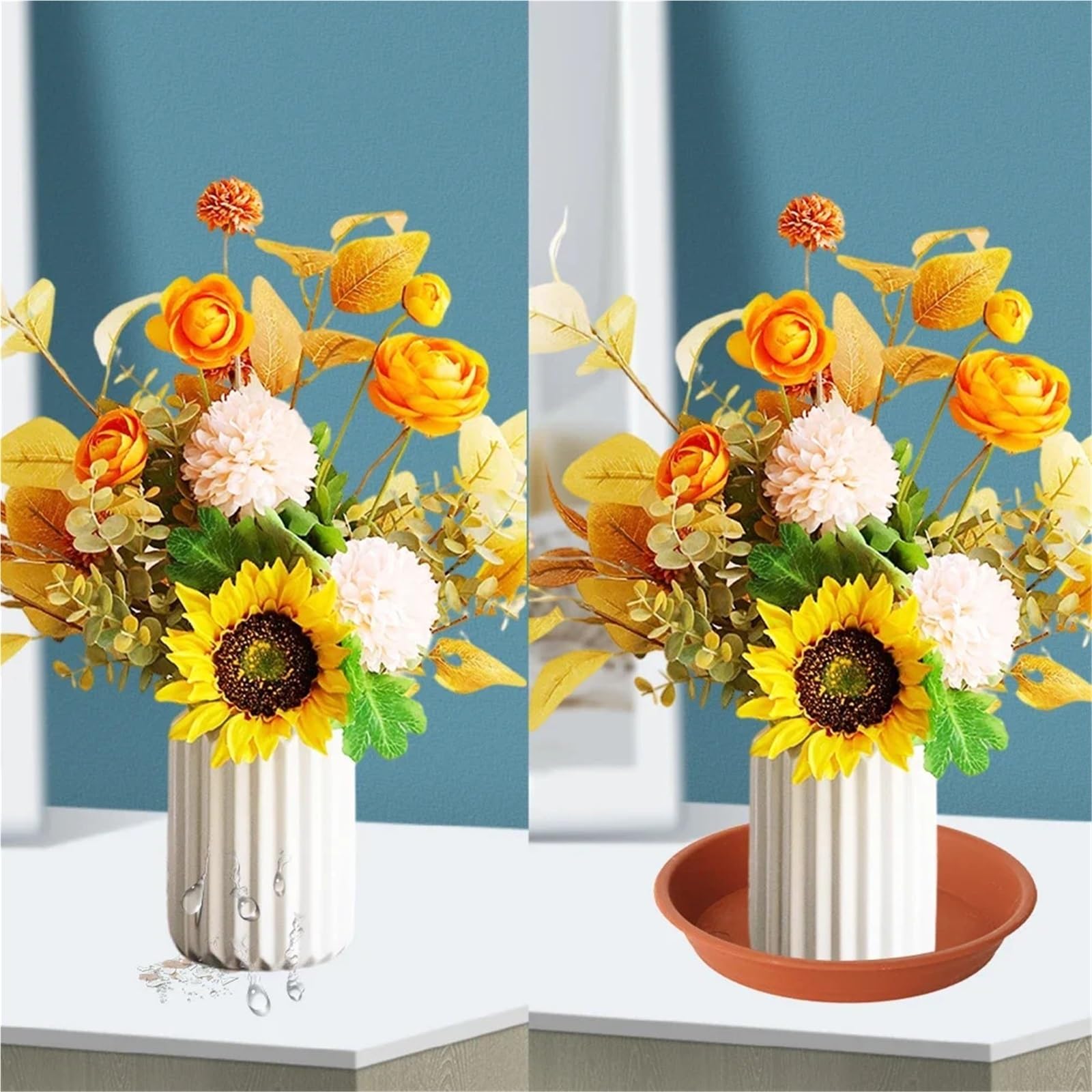 Sottovaso per vasi da fiori, 10 pezzi, 28 cm, rotondi, per piante da interno ed esterno, per piante da interno ed esterno (marrone chiaro)