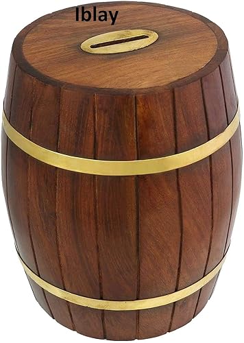 Caja fuerte de madera para dinero en efectivo con llave regalo de cumpleaños para niños niños niñas adultos forma de barril bolsa de dinero Caja fuerte de madera para dinero en efectivo con llave regalo de cumpleaños para niños niños niñas adultos forma de barril bolsa de dinero