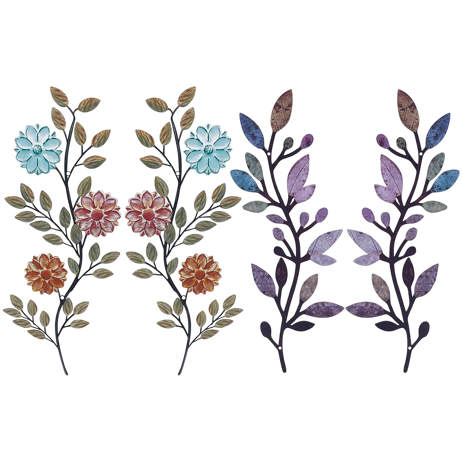 INTERWARM 4 pezzi 2 stili in metallo fiore foglie arte della parete