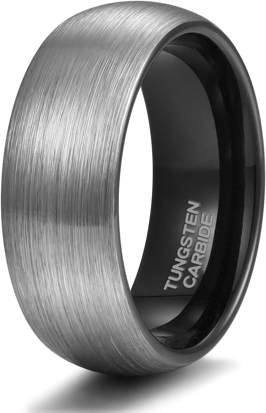 4mm 6mm 8mm Tungsten Rings for Men Women Engagement Wedding Band Brushed Black Comfort Fit Size 4-15
