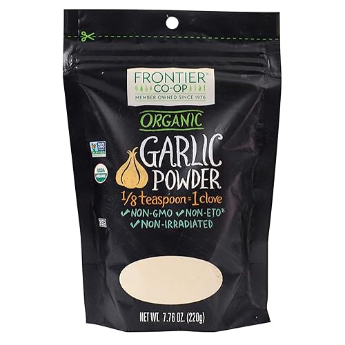 Frontier Co-op Ajo en polvo orgánico, bolsa de 7.76 onzas, condimento de ajo puro y natural, certificado sin OMG y Kosher, añade sabor a tus platos