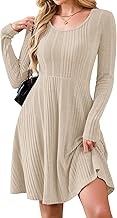 AUSELILY Women's Winter Long Sleeve Knitted Round Neck Pocket Dress