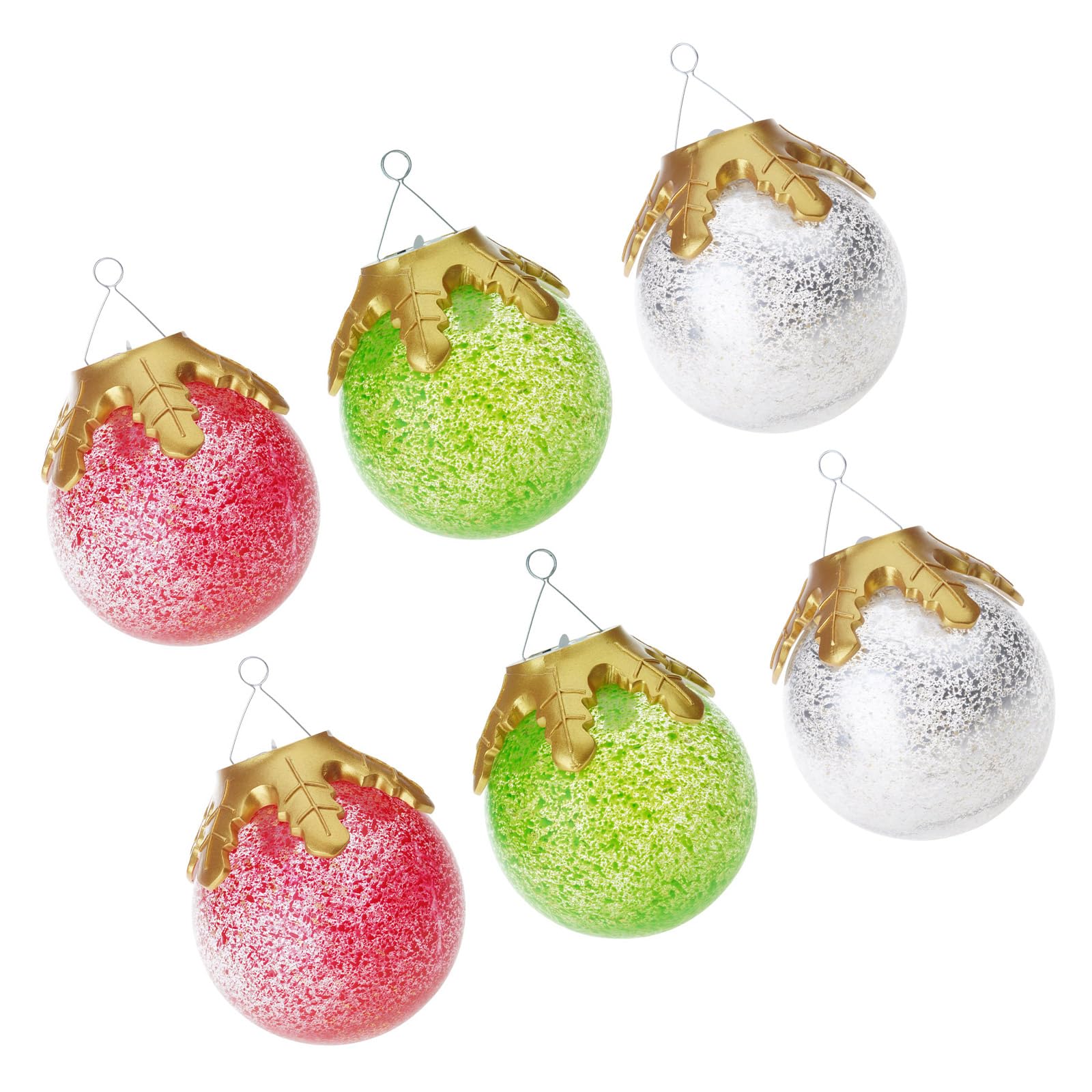 Tsophreniq Mixed Colors White Led Cracked Christmas 6Inch Auto Timer Metal Accent Holiday Tabletop Display Christmas Led Ornament With Timer Holiday Table Ornament