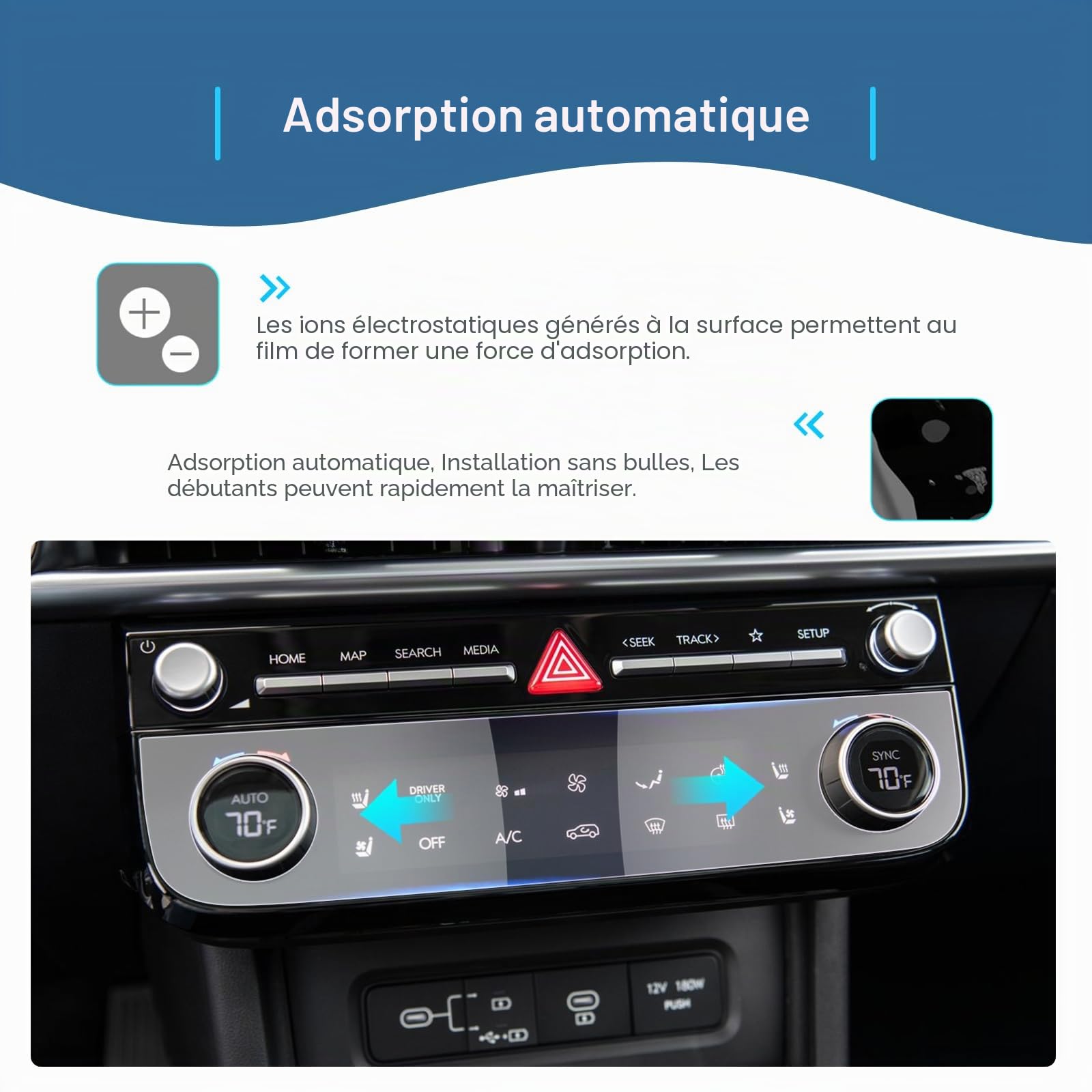 GAFAT Compatible avec Hyundai Tucson NX4 Facelift 2025 2026 Navigation 12,3" + Film de protection de climatisation Nano Film de protection d'écran résistant aux chocs 6H Anti-rayures Accessoires