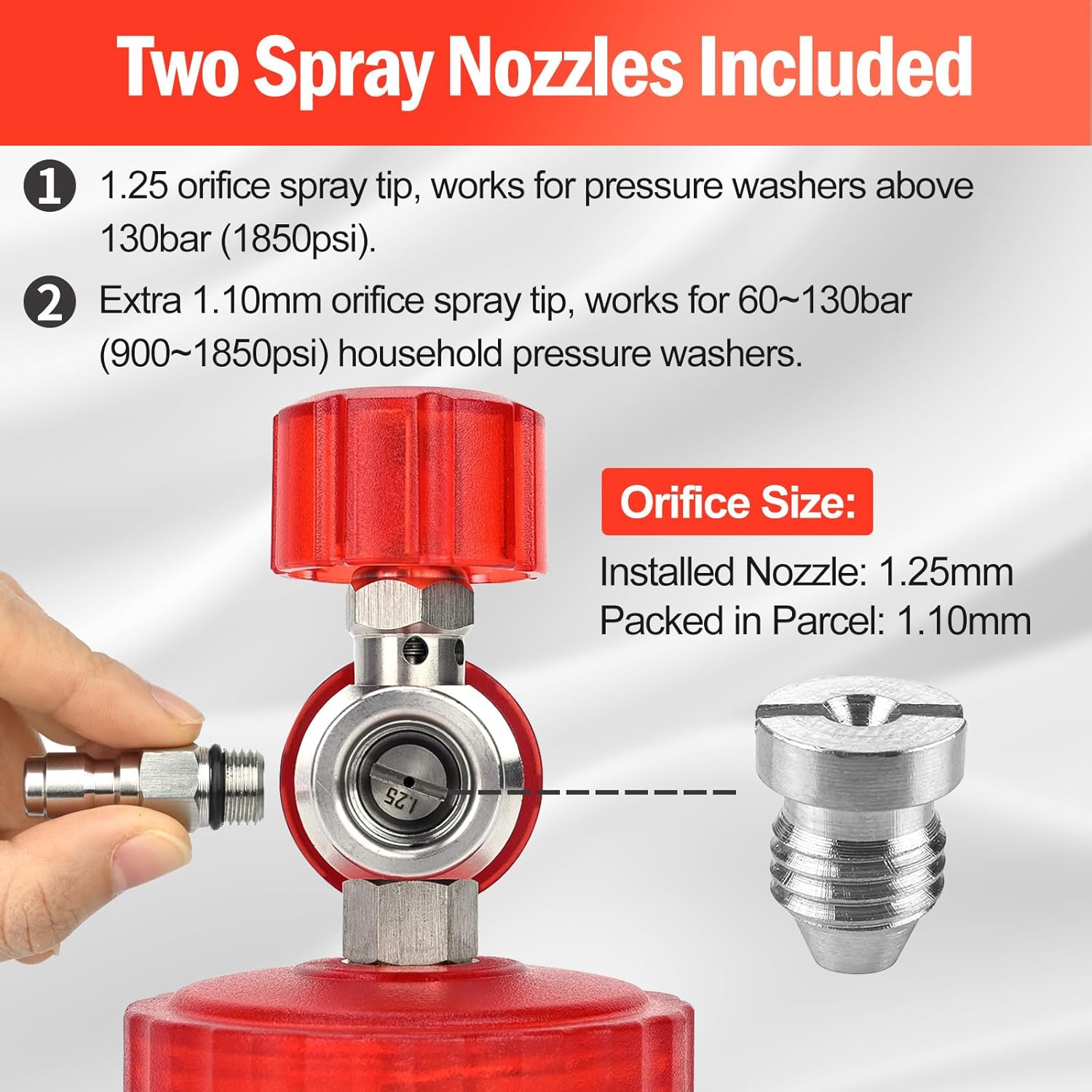 BEAR FORCE Pressure Washer Stainless Steel Foam Cannon Foam Generator with 1/4” Quick Connector & 1.25mm & 1.10mm Orifice Nozzle, 360° Adjustable Thicker Snow Foam with 32 oz Soap Car Wash