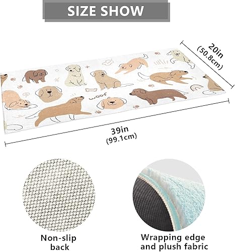 Miniatura 3 de Tapete para dormitorio con diseño de perro Labrador, lavable a máquina, antideslizante, con parte trasera de goma, 39 x 20 pulgadas