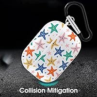 Vista 6 de Funda para Airpods Pro con estampado de animales submarinos con llavero de protección completa, duradera, a prueba de golpes, funda rígida de PC