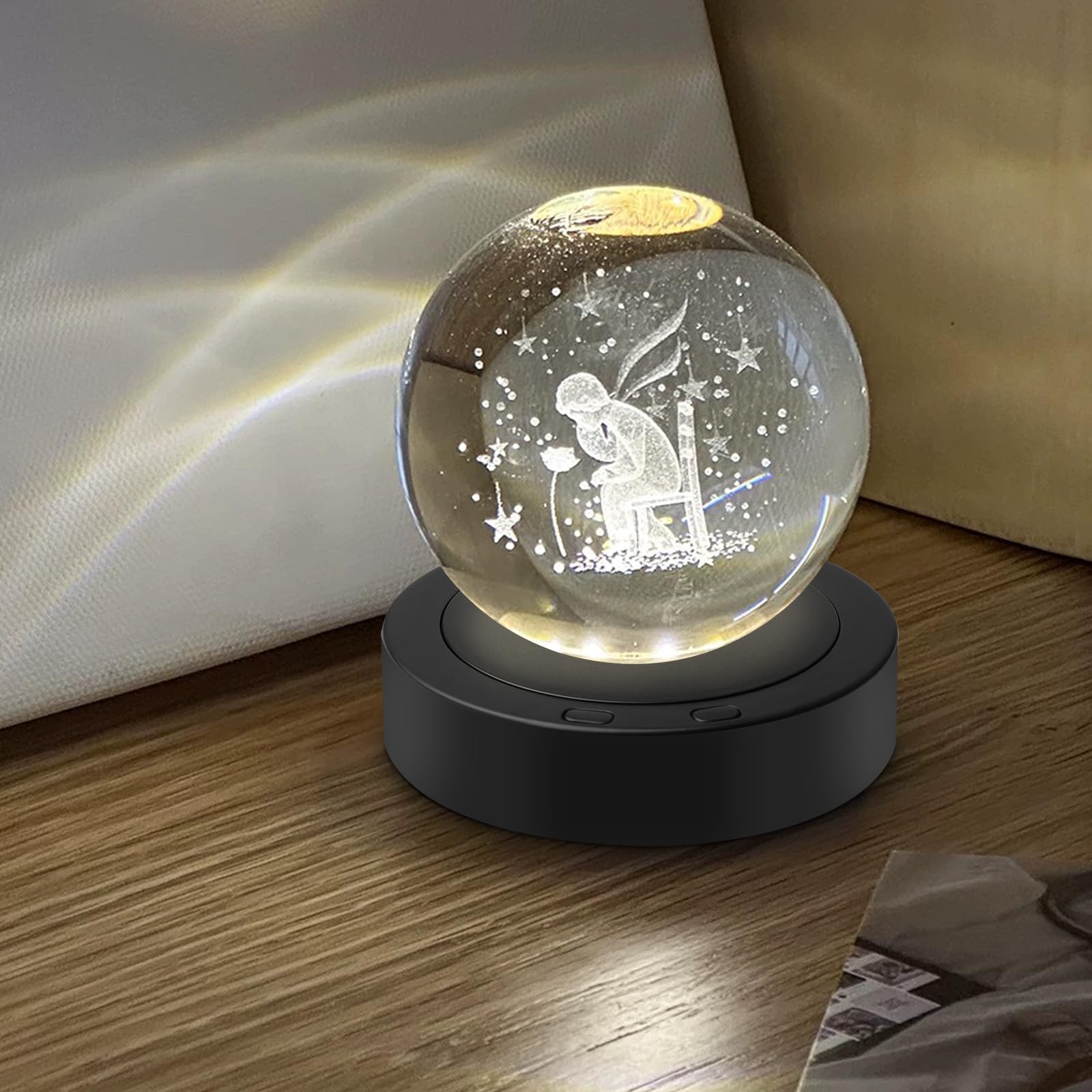Sporgo Base d'affichage rotative LED : 8 modes d'éclairage LED Base lumineuse Revolving LED Lights Display Socle avec USB, support d'affichage LED pour affichage boules de cristal, verre, bijoux