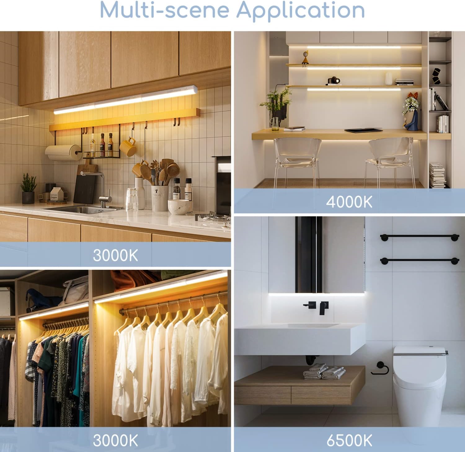 Aigostar LED Sottopensile Cucina con Interruttore 8W 920LM LED Sotto Pensile IP20 230V Lampada sottopensile Barra LED, Luce Bianco Caldo 3000K 57,3 cm Luce Gialla Calda 3000k 8W - Immagine 5