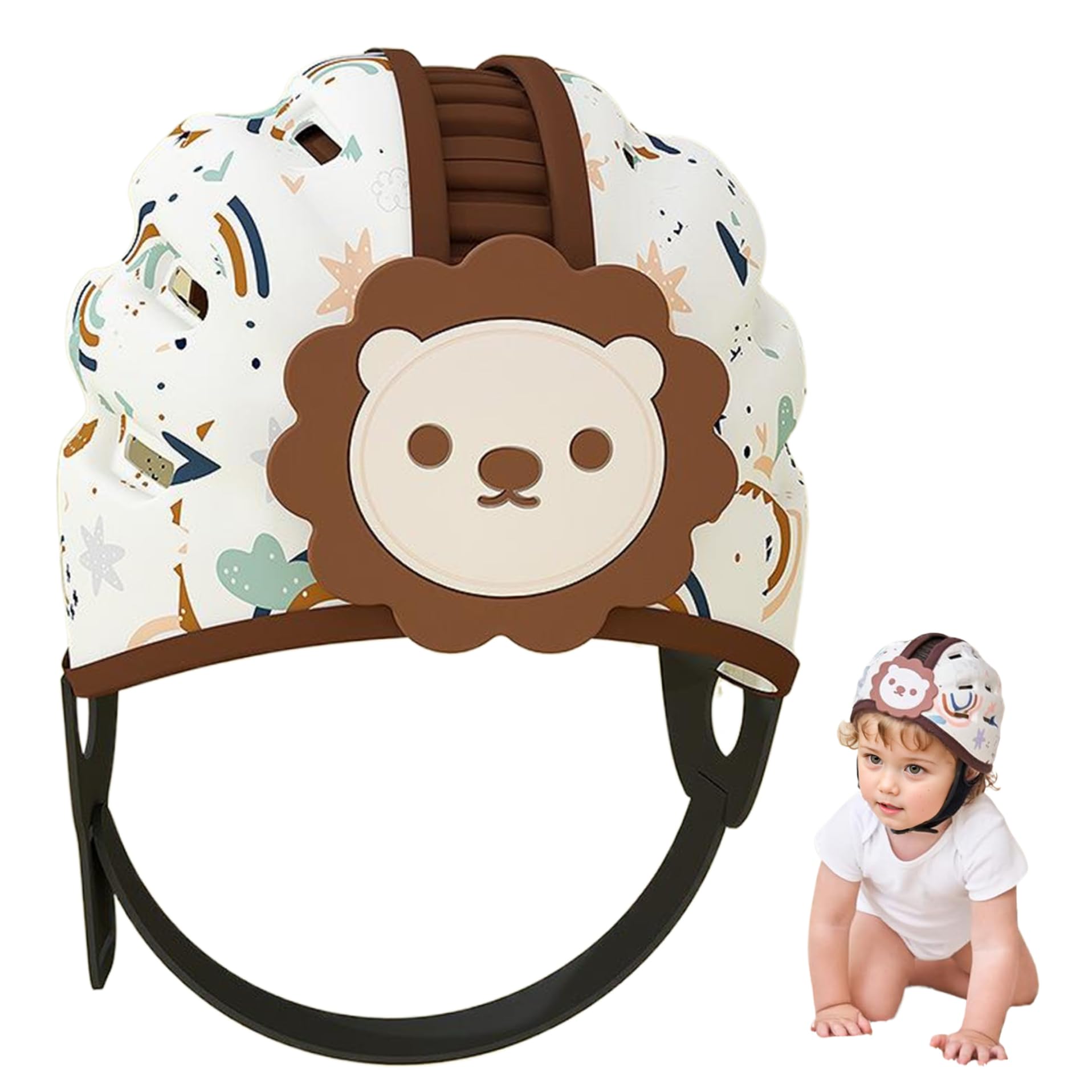 Casque de bébé pour ramper sans bosses, léger, protecteur de tête pour bébé, réglable, respirant, coussin doux, casque sécurité pour tout-petits 6 à 24 mois.
