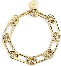SINGULARU - Zambia Link Solid Brass Link Bracelet with 18 Kt Gold Plated One Size Fits Most. Chain Length 18 cm. Jewellery for Women