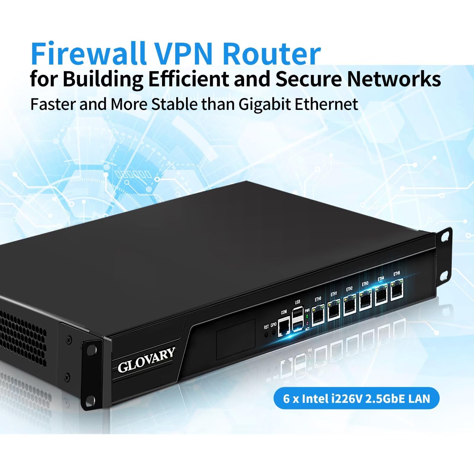 1U Rackmount Firewall i3 3110M, 6 x i226V 2.5GbE LAN OPNsense Hardware, U6, AES-NI, Barebone, 19 Zoll Heimlabor Router PC, Netzwerk Firewall Appliance, VGA, COM