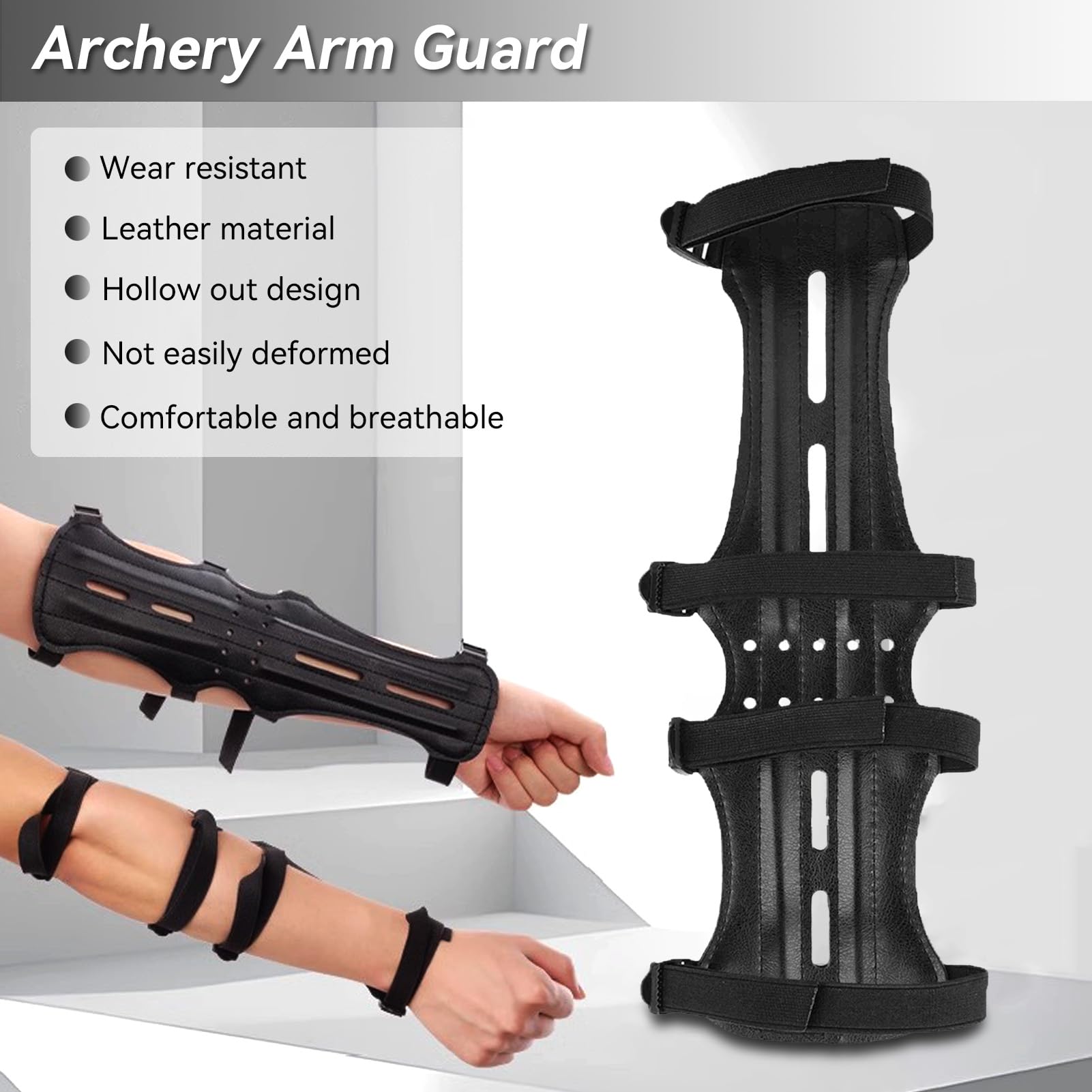 Protezione per Braccio per Tiro con L'Arco, Protezione per Braccio Tiro con Regolabile per Adulto Protezione per ricurvo, Accessorio per Protezione della Fascia per Braccio per Tiro(nero)