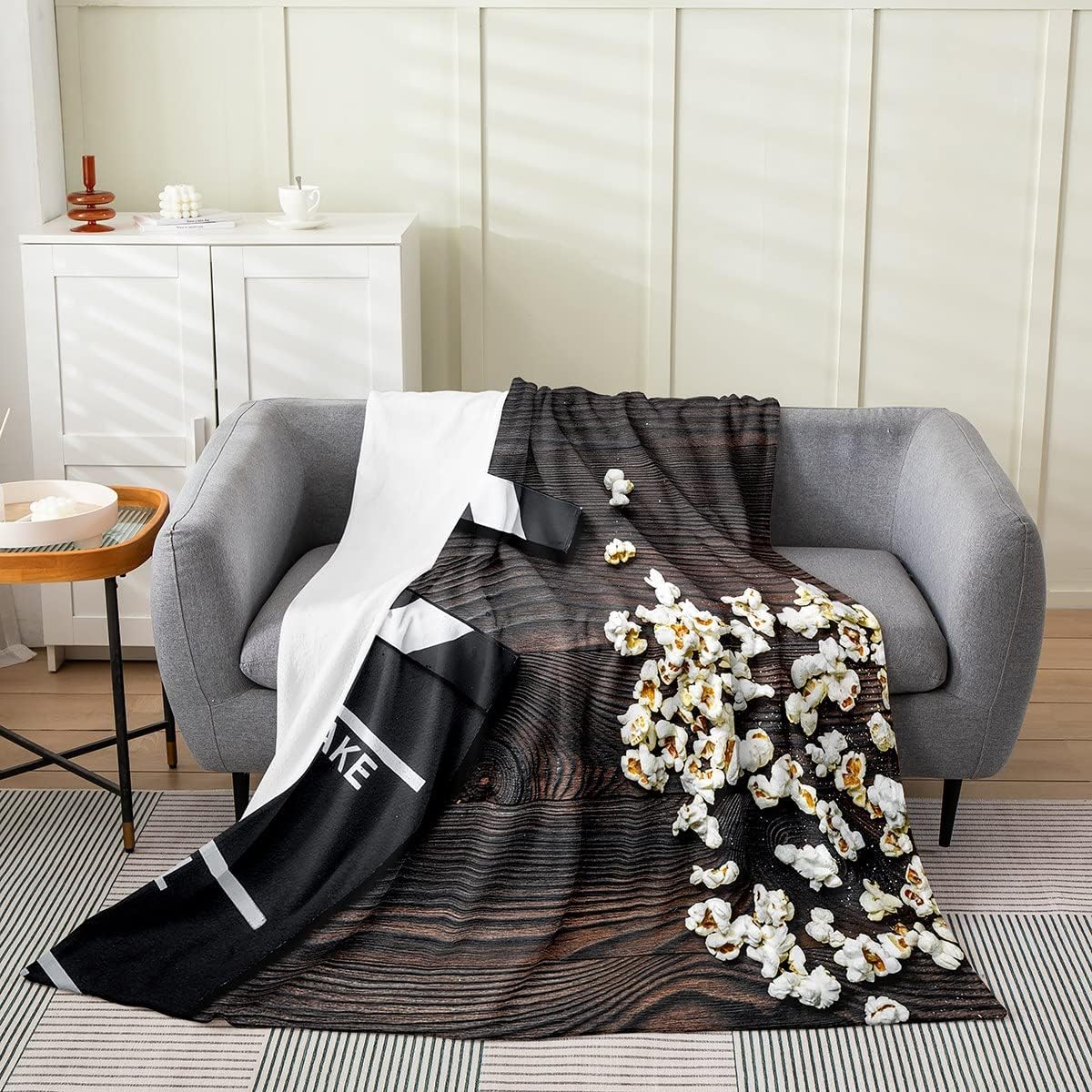 Action Card All Season,Bed Blanket Cinema Poster Plush Throw Blanket, Popcorn Old Fashion Home Decor Flannel Fleece Blanket for Boys Girls Teens Bedroom Decor Rustic Wooden Throw 50"x60" Mul