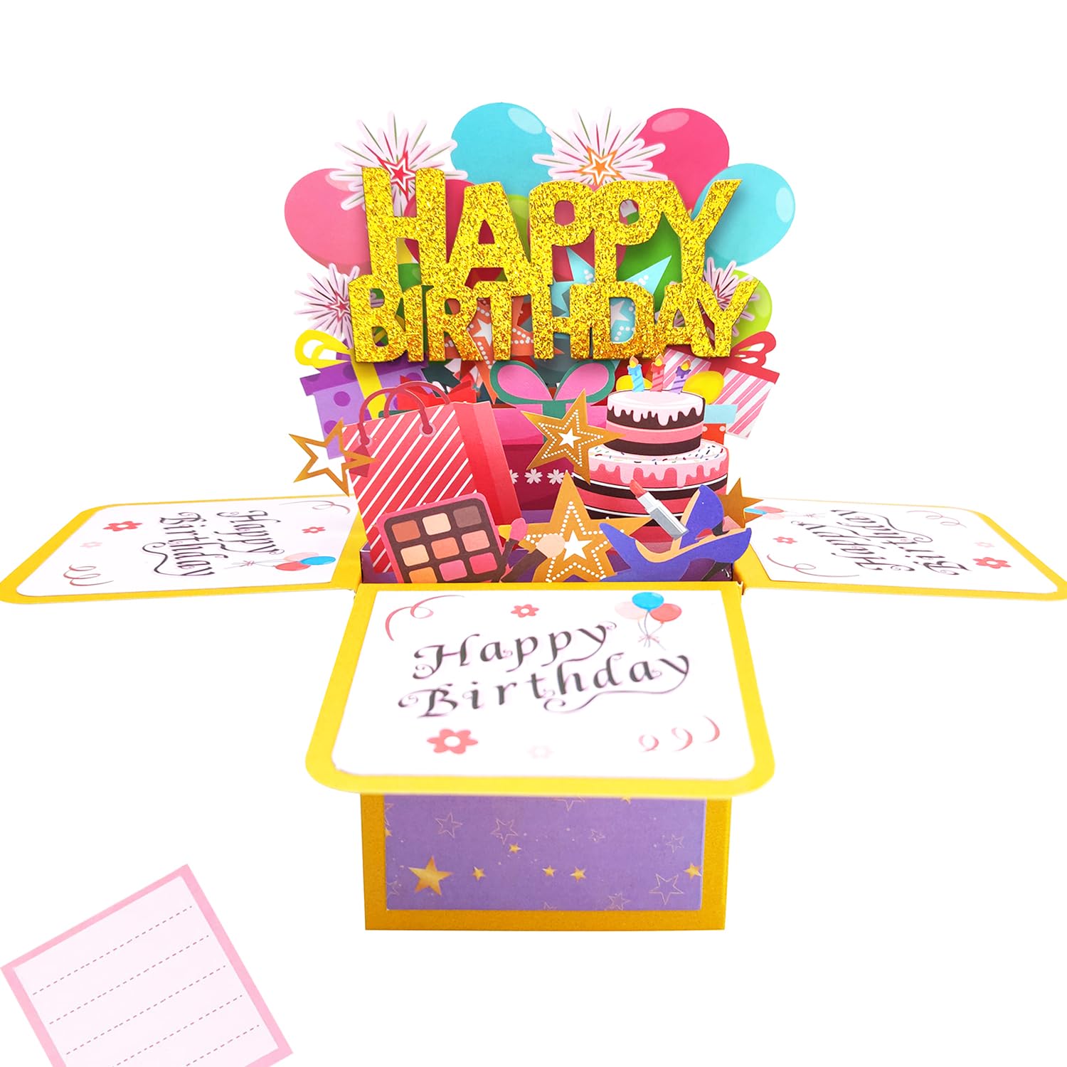 Biglietto Auguri Pop Up 3D Compleanno | Nero E Oro Con Numeri Fai Da Te, Busta E Messaggio Inclusi