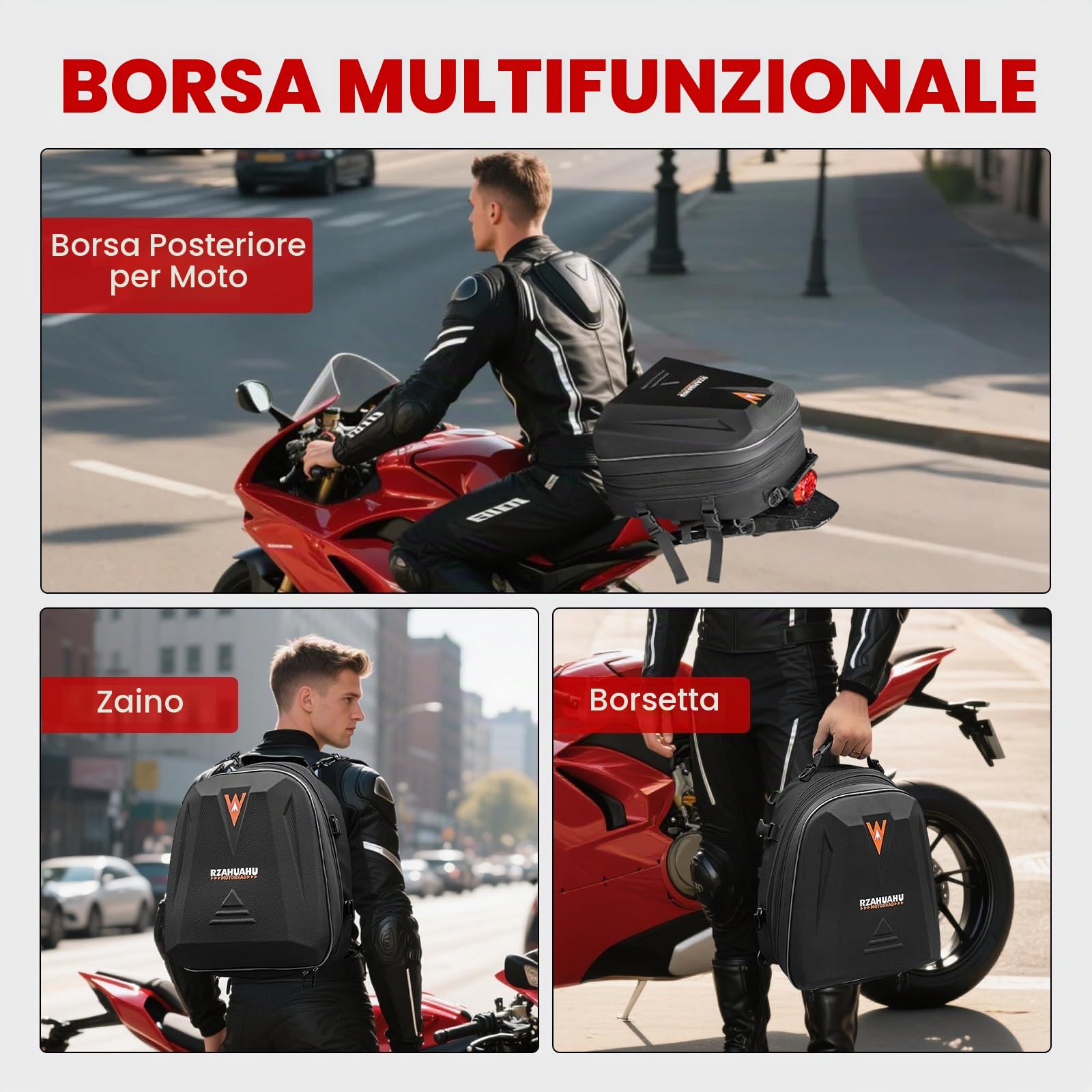 UBORSE Borsa Posteriore Moto Impermeabile 20L-28L Espandibile Nero