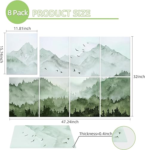 Miniatura 6 de Paneles acústicos artísticos, paquete de 8 paneles a prueba de sonido para paredes, 48 x 32 pulgadas, arte de pared autoadhesivo, paneles acústicos