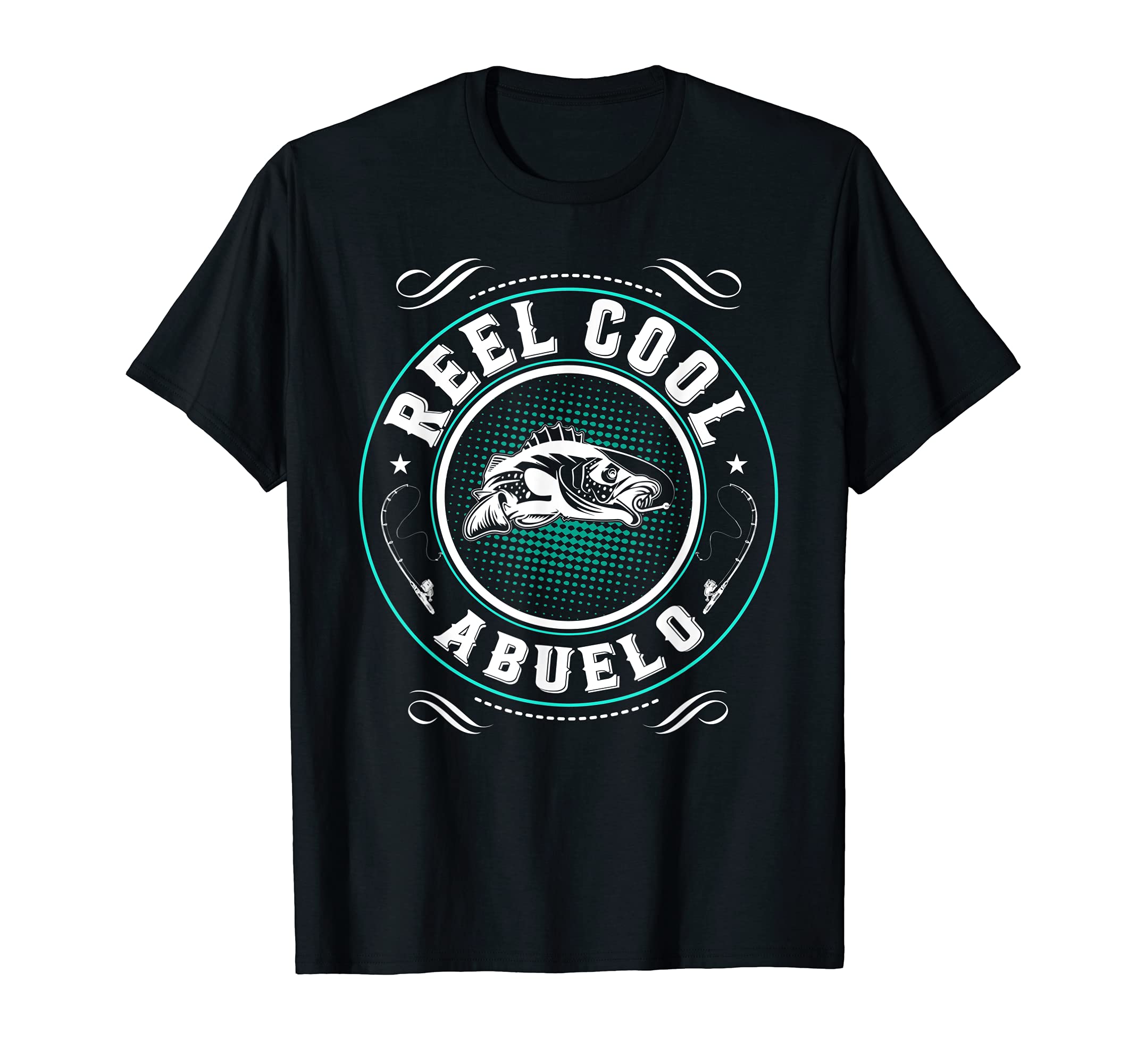 Reel Cool Fishing Abuelo Grandpa Fishermnan Father's Day T-Shirt, Black