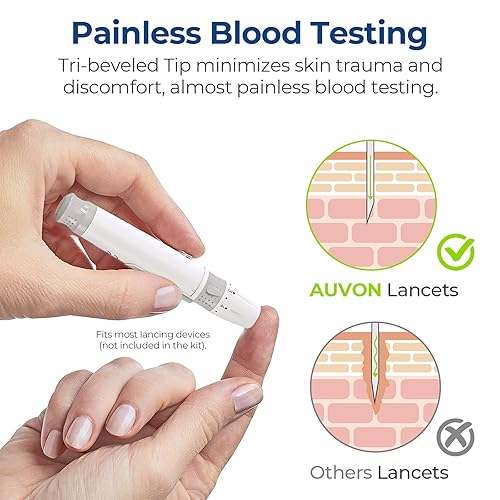 Miniatura 3 de AUVON Lancetas para diabetes para pruebas de glucosa en sangre, multicolor 1.06 oz, 300 unidades de lancetas diabéticas para menos dolor, agujas