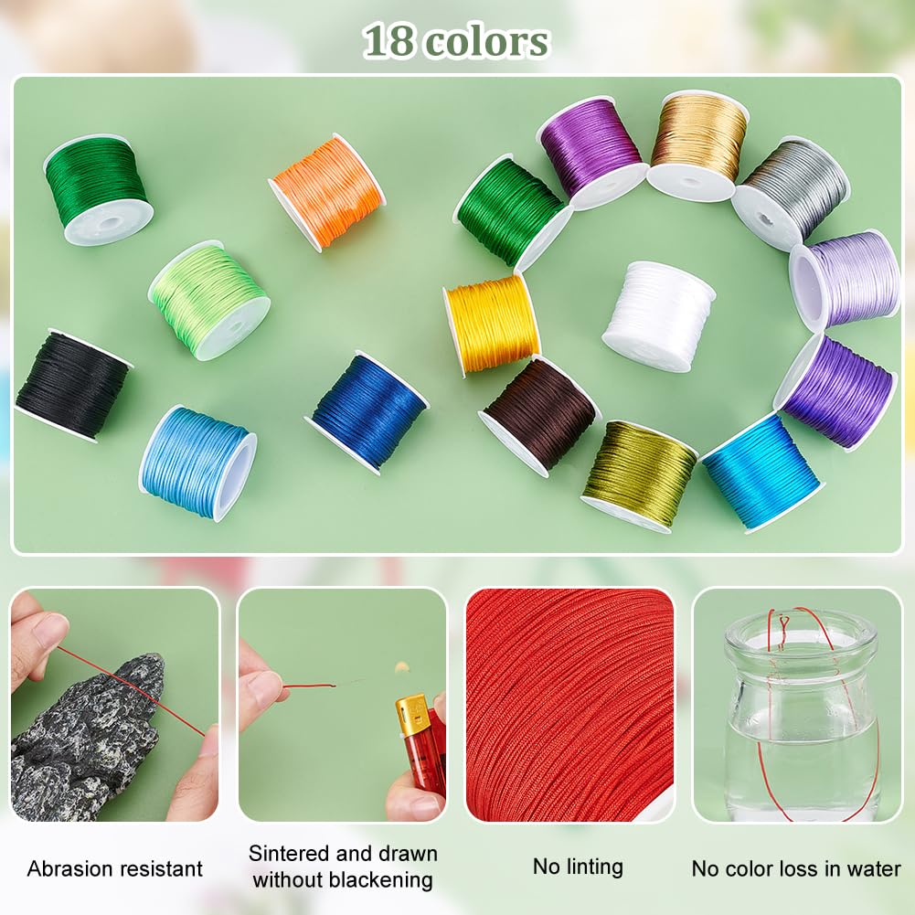 PH PandaHall 360 m Nylon String 18 Kleuren 0.4mm Kralen Armband Chinese Knopen Koord voor Sieraden Maken Macrame Vriendschap Armbanden Kerst Ornament