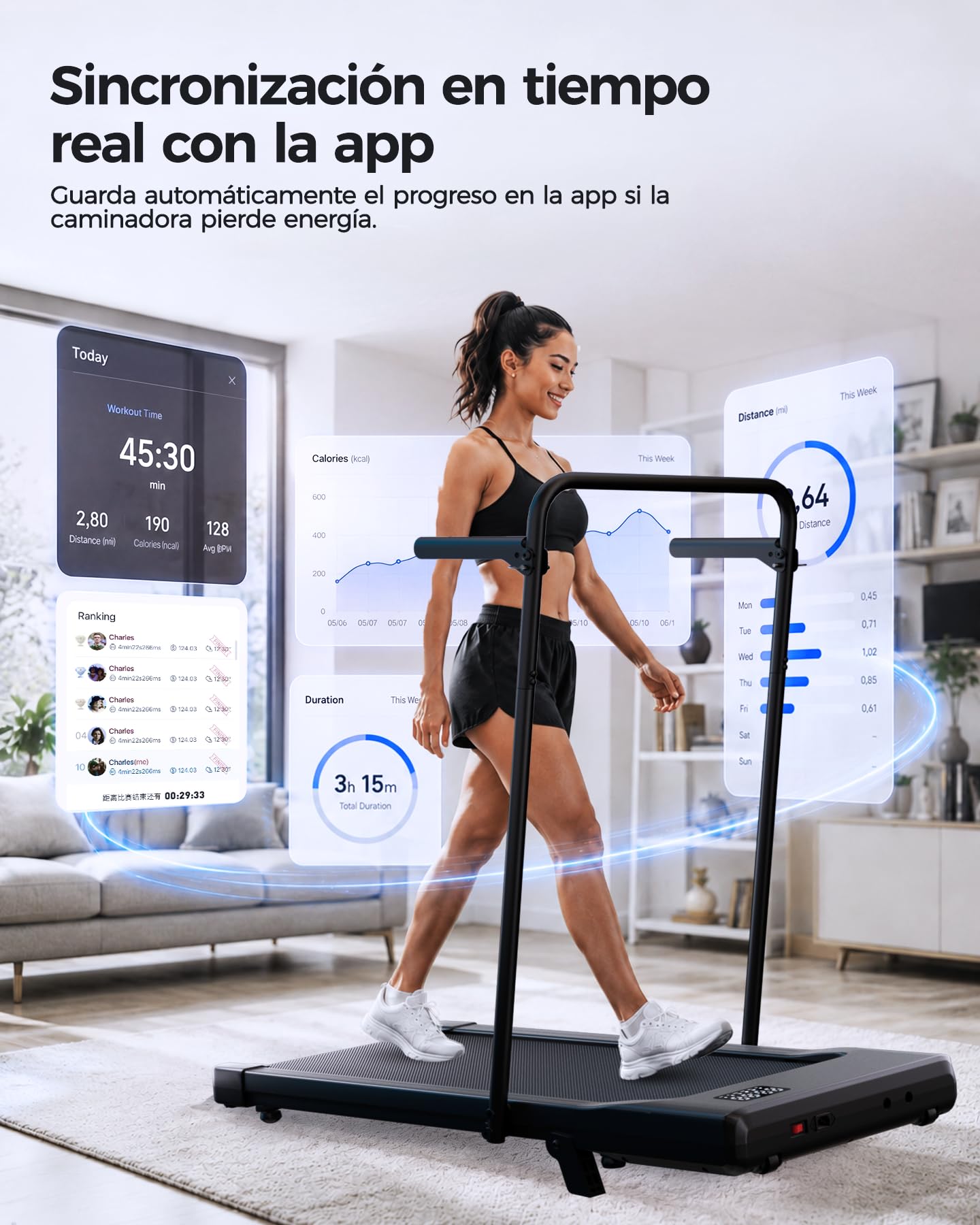 Copant Raceable Cinta de Correr para Oficina y Casa, Cinta de Andar 2,5 HP, Walking Pad Capacidad de Peso 136KG, Cinta Caminar Passadeira, Adecuado para Dispositivo Portatil Alta Tecnología