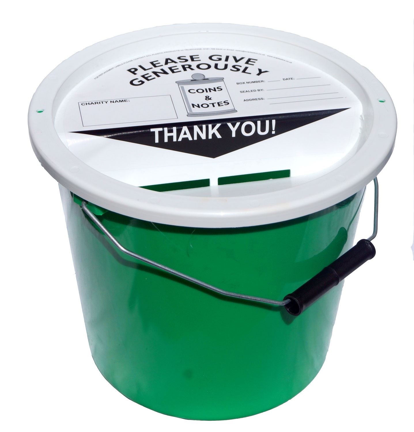 4 Charity Money Collection Buckets 5.7 litres - Bright Green